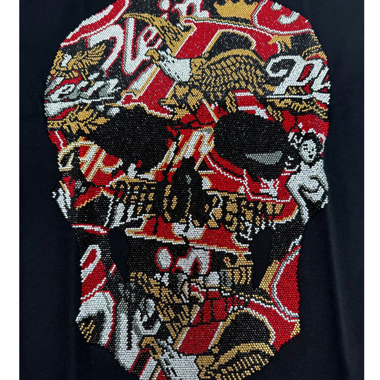 Philipp Plein Philipp Plein Black Skull Stones Round Neck T-Shirt Size 3XL Size US XXL / EU 58 / 5 - 9 Thumbnail