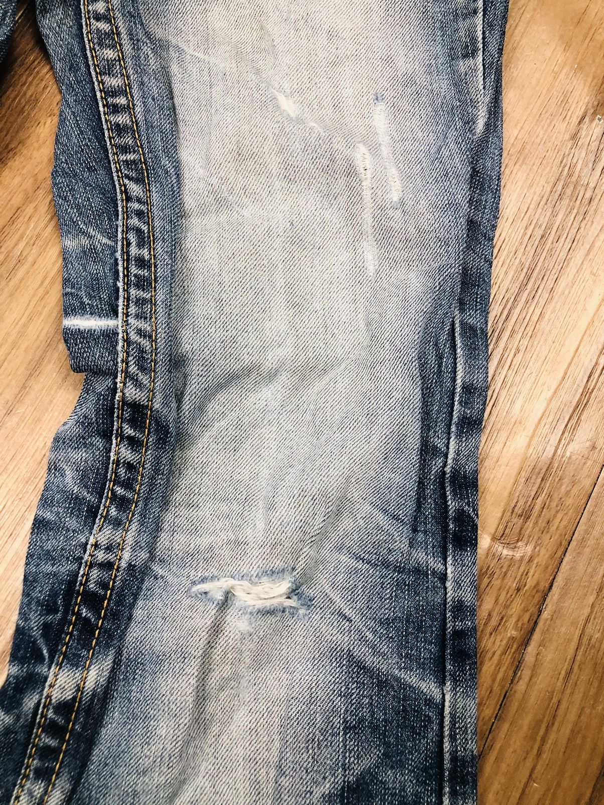 If Six Was Nine Pasta Denim Bootcut Distressed Jeans Plaid Patches (40) Size 26" / US 2 / IT 38 - 6 Thumbnail