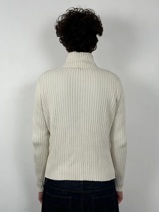Jean Paul Gaultier 2000s Jean Paul Gaultier Cream Cotton Ribbed Zip-up Sweater Size US M / EU 48-50 / 2 - 2 Thumbnail