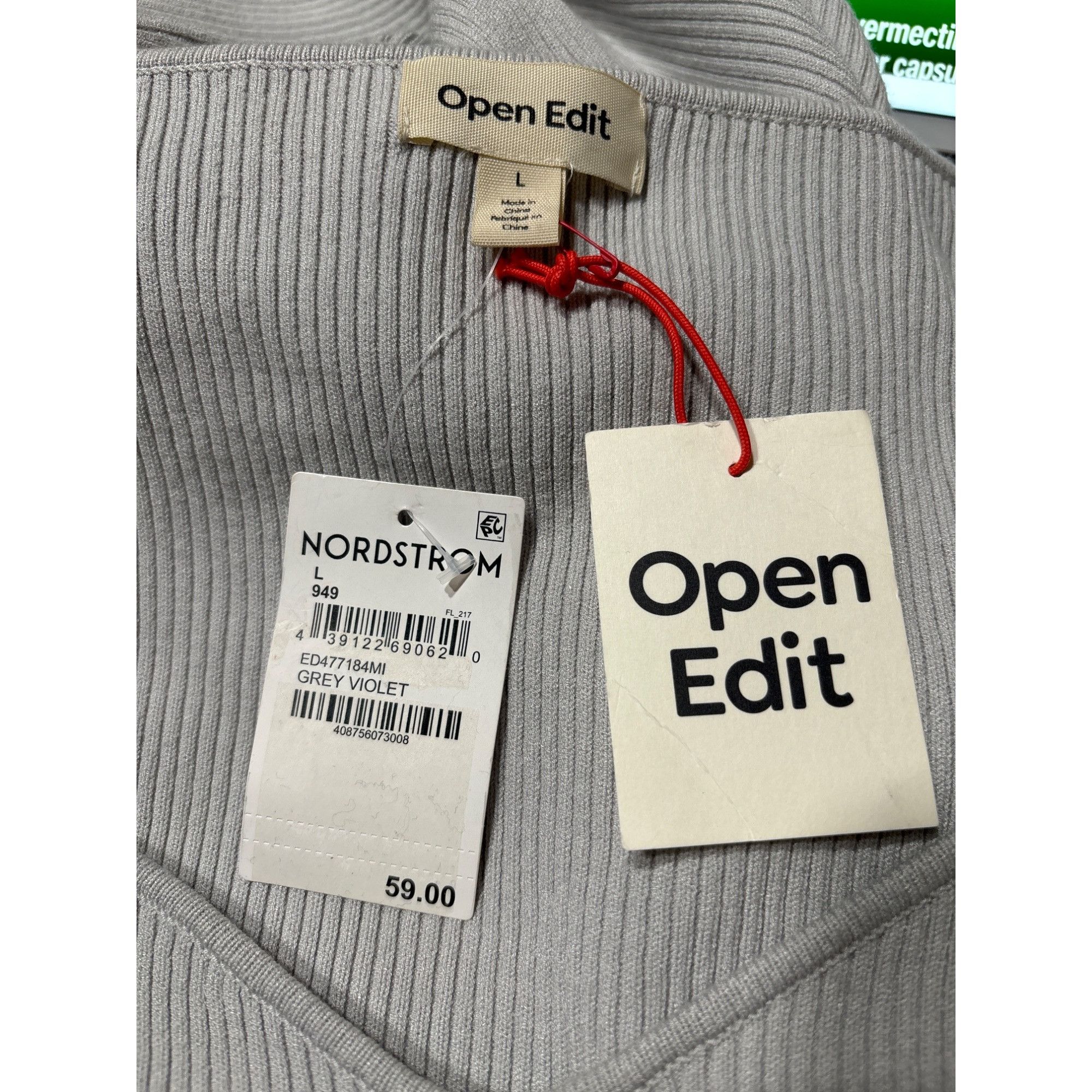 Other Open Edit women’s Sweetheart Neckline Ribbed Sweater Top, Gr Size L / US 10 / IT 46 - 7 Thumbnail