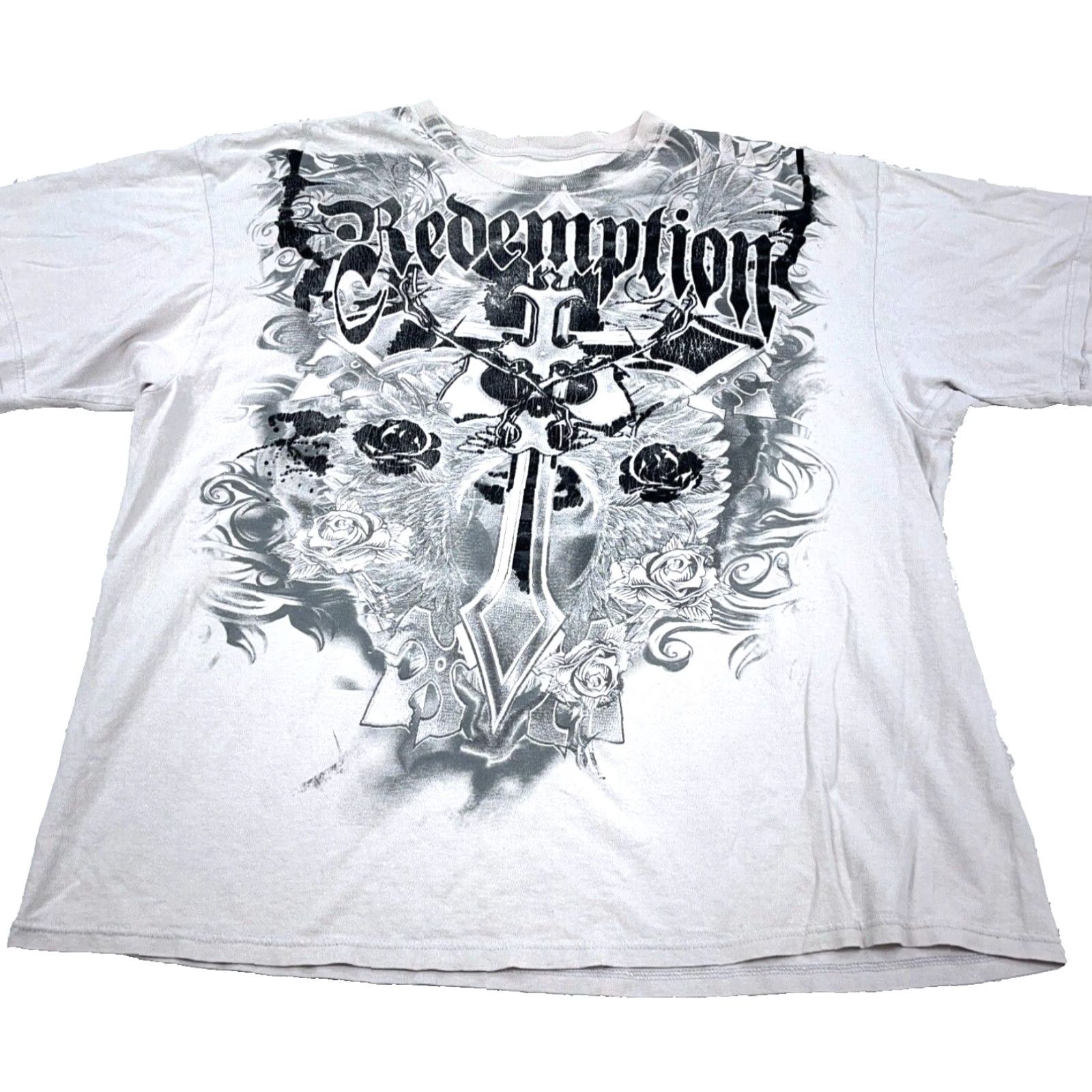 Vintage VINTAGE Redemption Shirt Men 2XL White Black Tee Graphic Print Reversible All Seasons Gothic Punk USA Skull Retro 2000s Mens Size US XXL / EU 58 / 5 - 2 Thumbnail