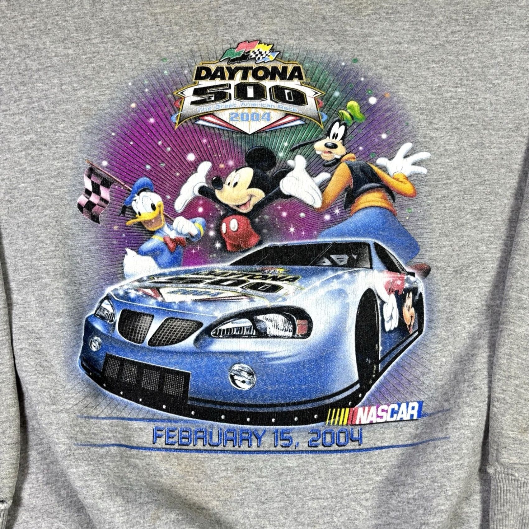 NASCAR VINTAGE NASCAR Disney Sweatshirt Daytona 500 Racing Sweatshirt Adult L Gray Nike Sportswear Pullover Graphic Print Logo Crowned by Cartoon Theme Mens Size US L / EU 52-54 / 3 - 6 Thumbnail