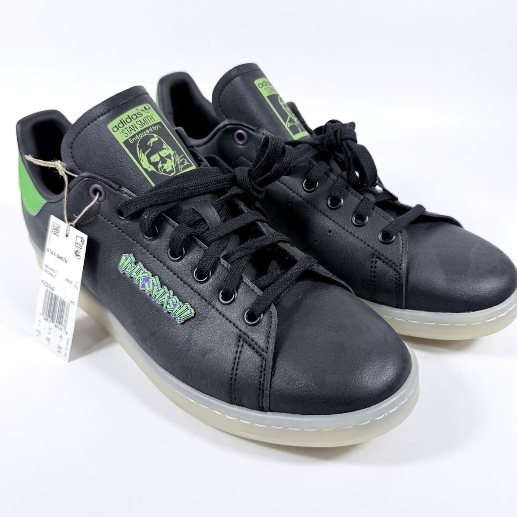Adidas adidas Originals Marvel Stan Smith Hulk Smash FZ2708 Mens Size 11.5 New In Box, Leather, Low Top, Classic, Retro, NOS, DS, Rare, 2021 Release Size US 12 / EU 45 - 3 Thumbnail