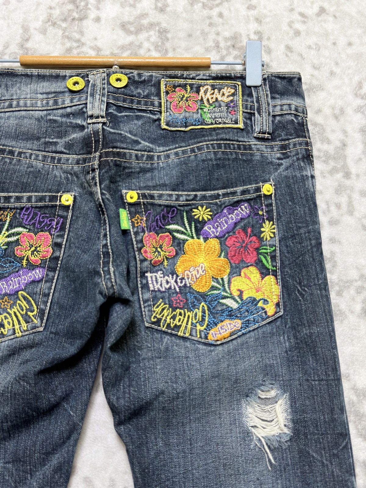 Hysteric Glamour Happiness Y2K Low Rise Floral Embroidered Graffiti Denim Size US 30 / EU 46 - 10 Thumbnail