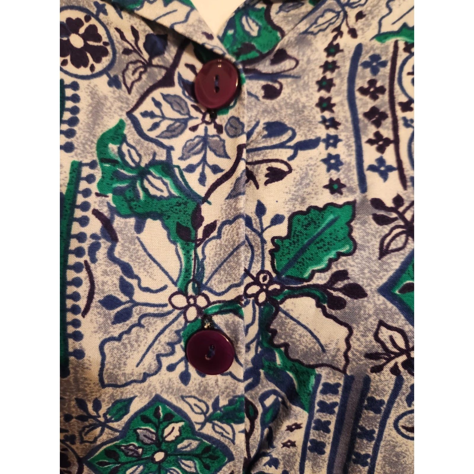 Vintage VINTAGE Gianna Blue Floral Print Hawaiian Top Shirt Sz M Mens Women? Size M / US 6-8 / IT 42-44 - 2 Thumbnail