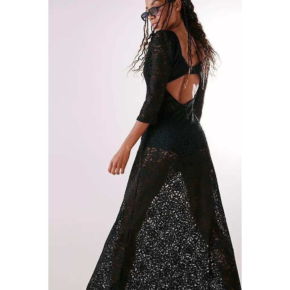 Free People New FREE PEOPLE Adored Maxi Dress LACE $198 SMALL Black Lace Size S / US 4 / IT 40 - 4 Thumbnail