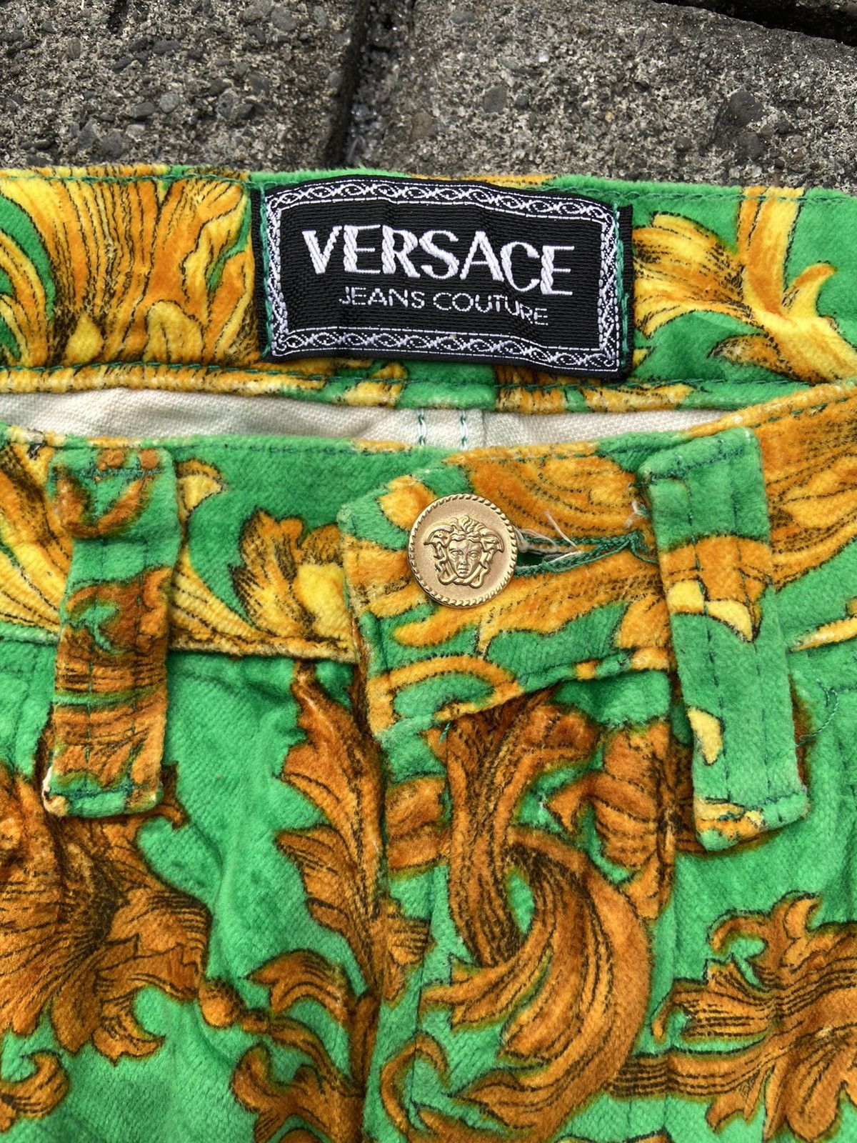 Versace RARE Vintage 90S Versace Baroque Green Pants Size 27" / US 4 / IT 40 - 6 Thumbnail