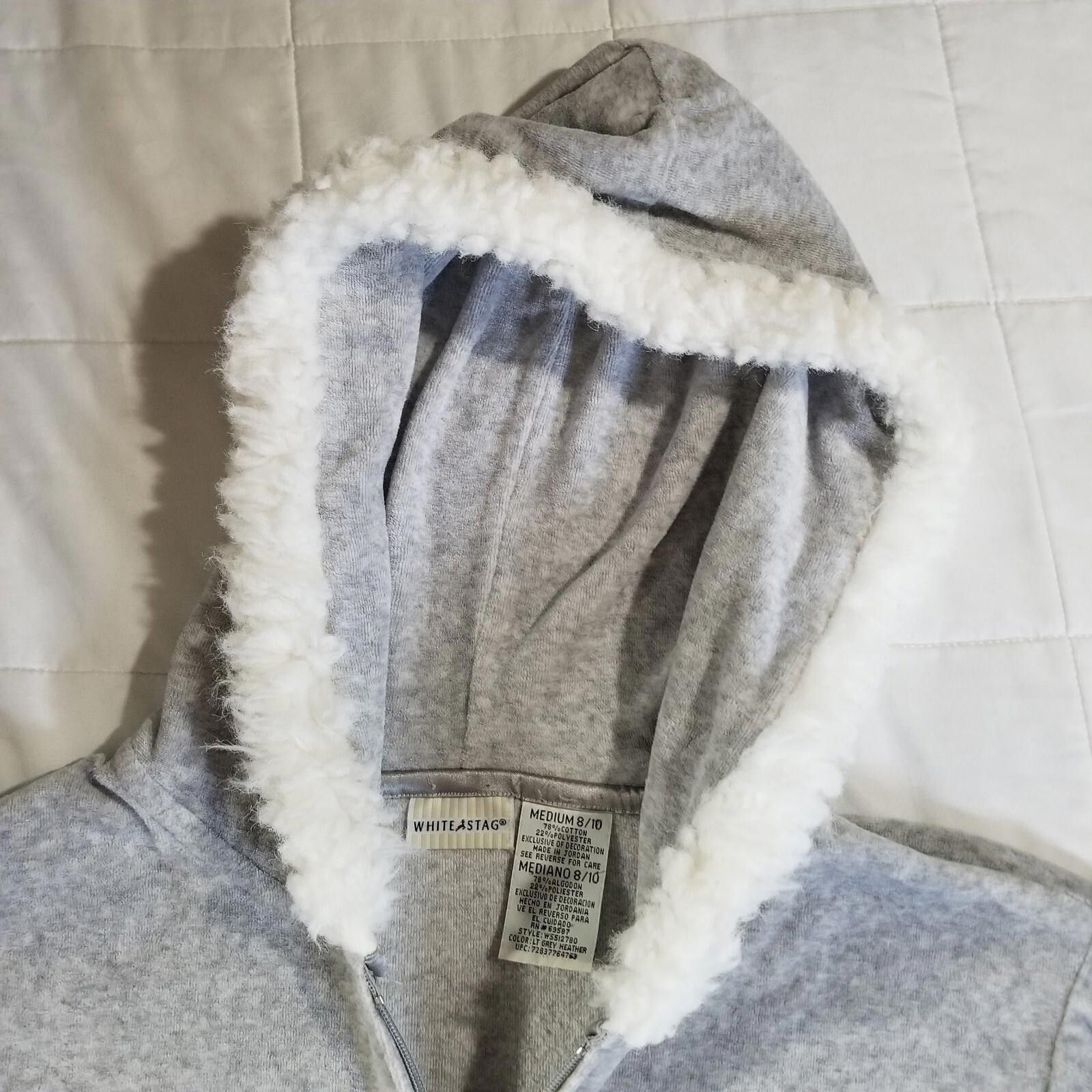 Designer White Stag Medium 8/10 Gray Fur Lined Hood Zip Up Jacket Size M / US 6-8 / IT 42-44 - 4 Thumbnail
