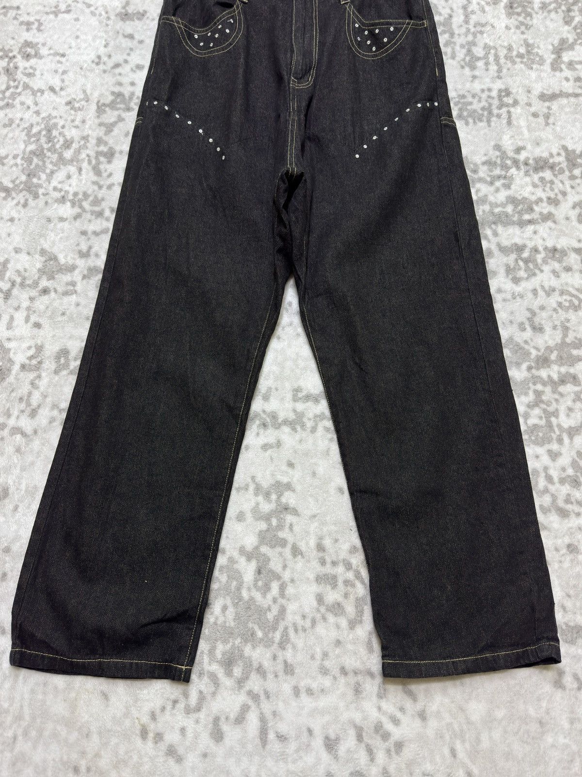 Japanese Brand Vintage Crotch Pant Kawa Okada Buckle back Embroidered Denim Size US 31 - 6 Thumbnail
