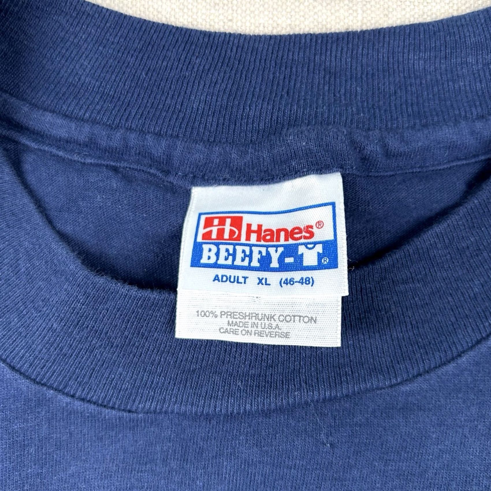 Hanes VINTAGE Hanes Sunflower Shirt Mens XL Embroidered Navy 90s Nature Hippie Crew Neck Cotton T-Shirt Wool? Size US XL / EU 56 / 4 - 4 Thumbnail