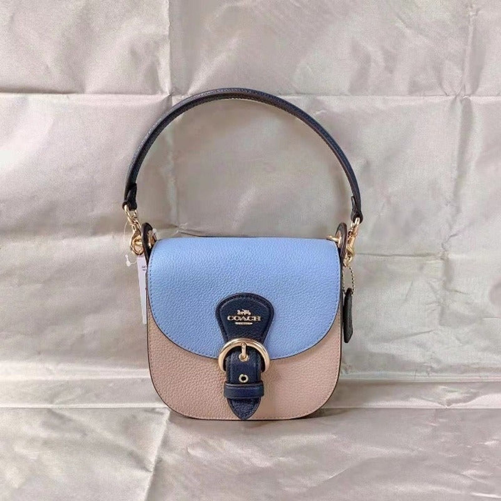 image of Coach C8744 Kleo Shoulder Bag 17 Colorblock Marble Blue Mult, Women's