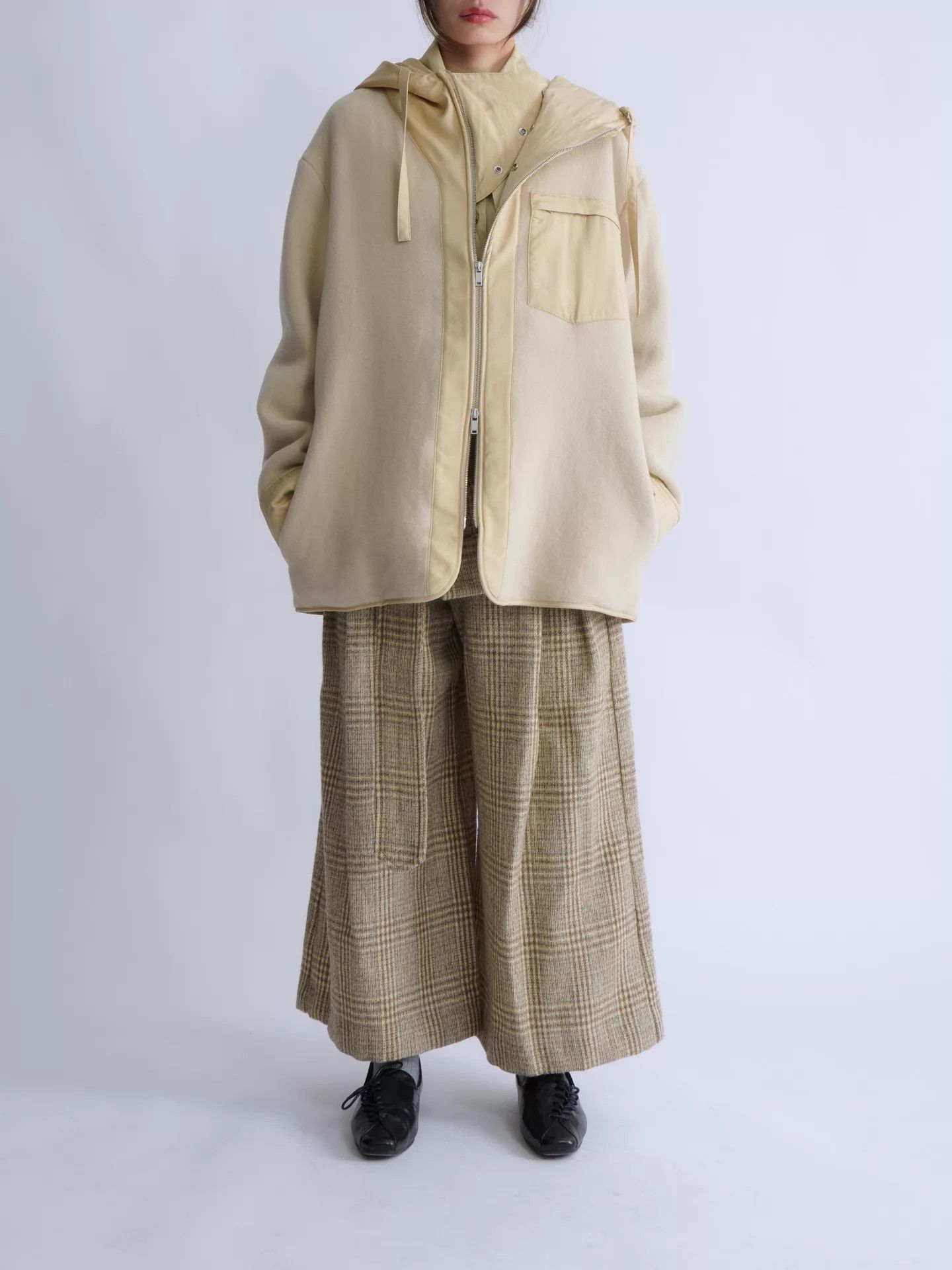 Jil Sander JIL SANDER+ Men’s Beige Double Face Wool Hooded Jacket Size US M / EU 48-50 / 2 - 1 Thumbnail