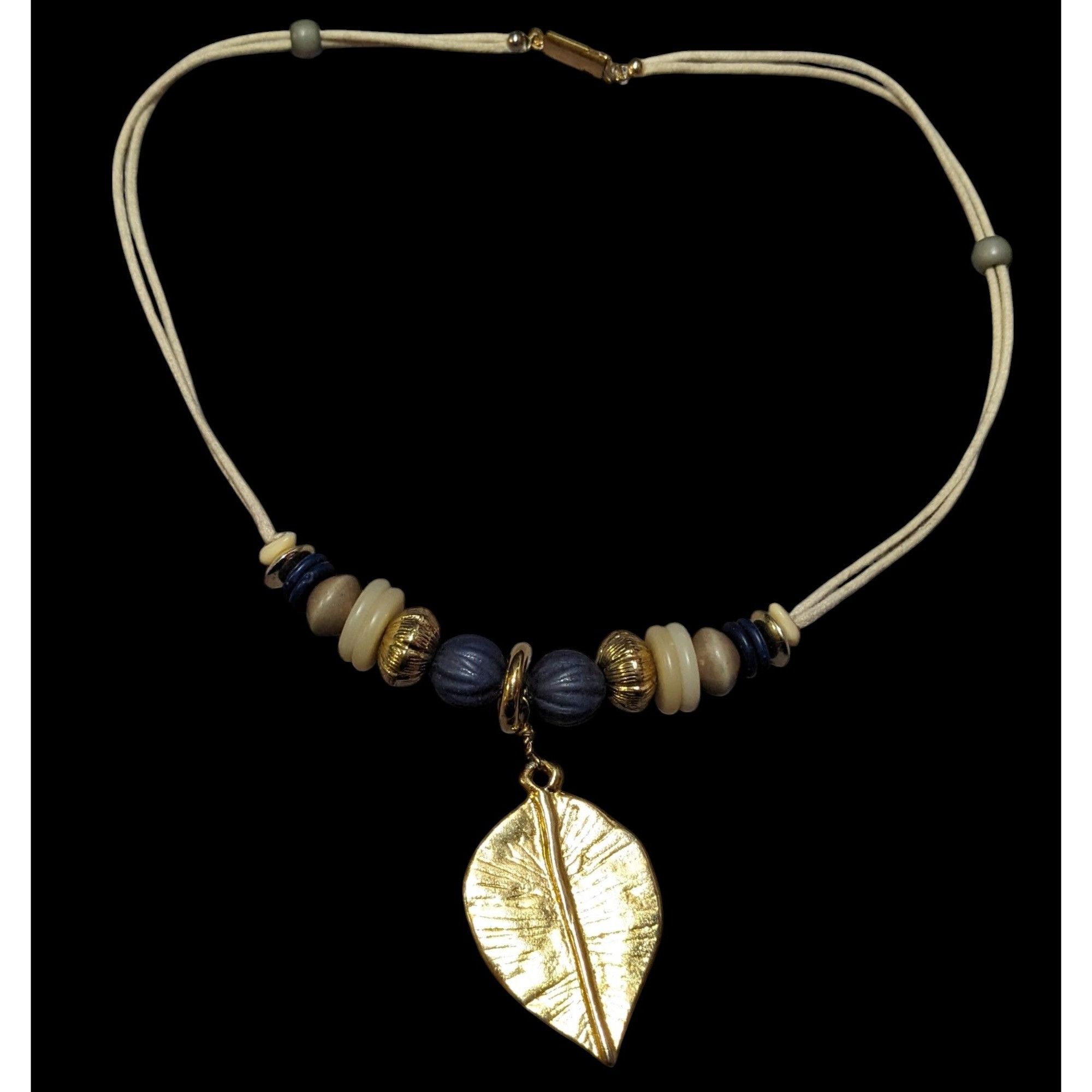 Other Hippie Bohemian Gold Tone Leaf Pendant Beaded Nature Inspire Size ONE SIZE - 1 Thumbnail