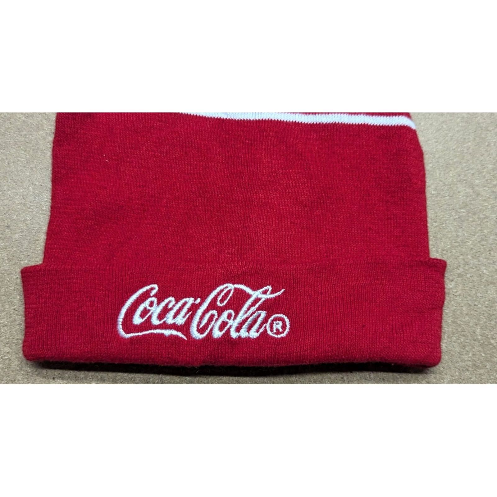 Vintage Coca-Cola Beanie Hat One Size Red Pom Pom Cuffed Knit Unisex Adults Vintage: No Size ONE SIZE - 6 Thumbnail