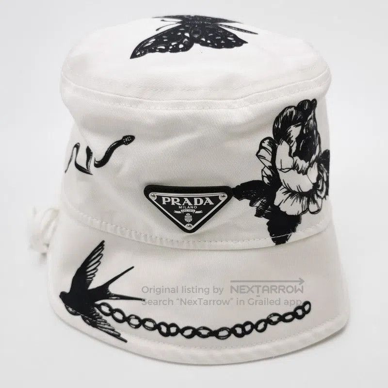 Prada Prada Floral Print Cotton Bucket Hat. Size ONE SIZE - 4 Thumbnail
