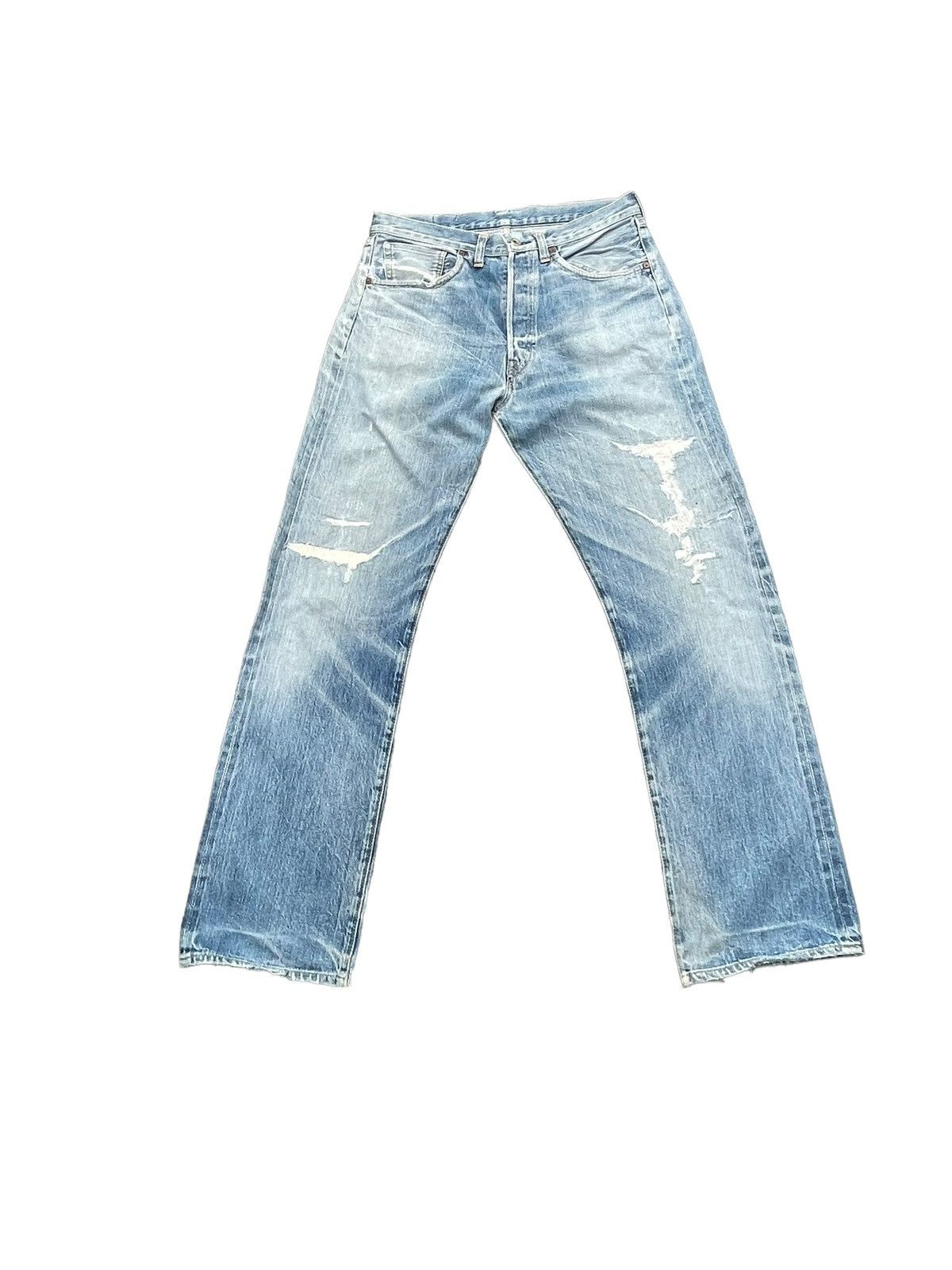 Levi's Vintage 1999 Levis 501 E 1944 Selvedge Distresed Size US 32 / EU 48 - 2 Thumbnail