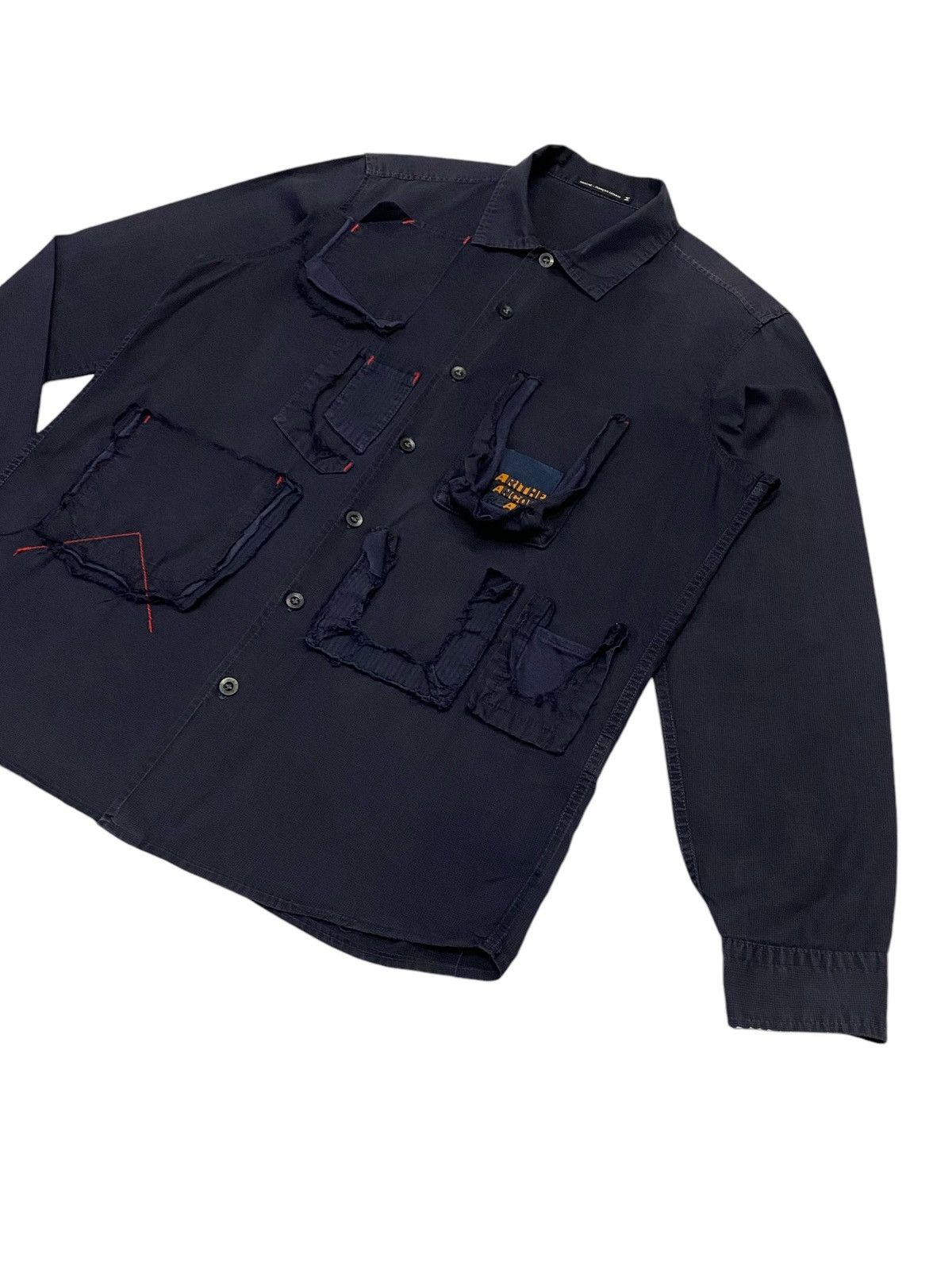 Japanese Brand × Marithe + Francois Girbaud × Vintage Vtg Marithe Francois Girbaud Ripped Pocket Button Ups Shirt Size US M / EU 48-50 / 2 - 9 Thumbnail