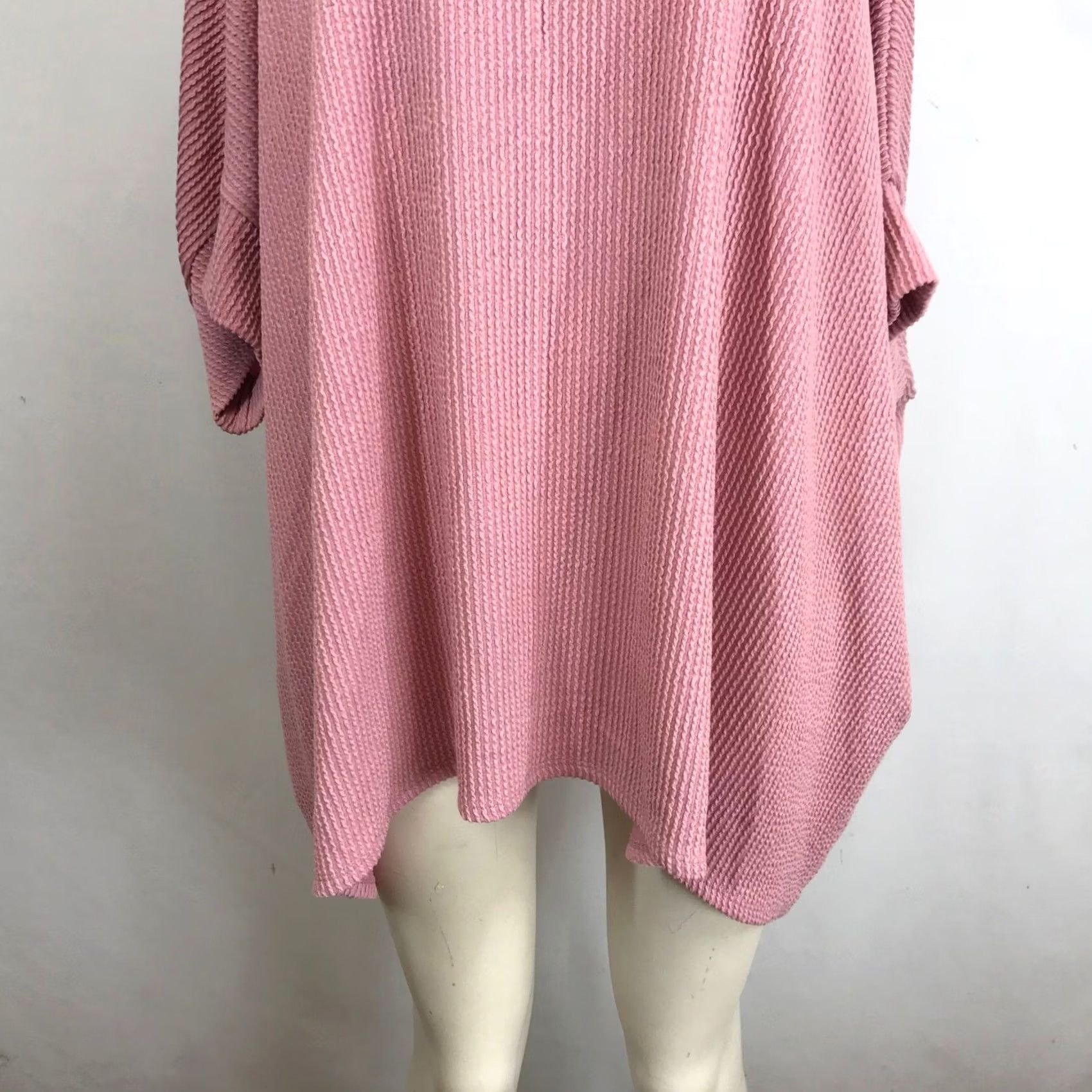 Vintage VINTAGE ANDREE BY UNIT Pink Waffle Knit Oversized Dolman Sleeve Top 2X 3X Size XXL / US 16-18 / IT 52-54 - 3 Thumbnail