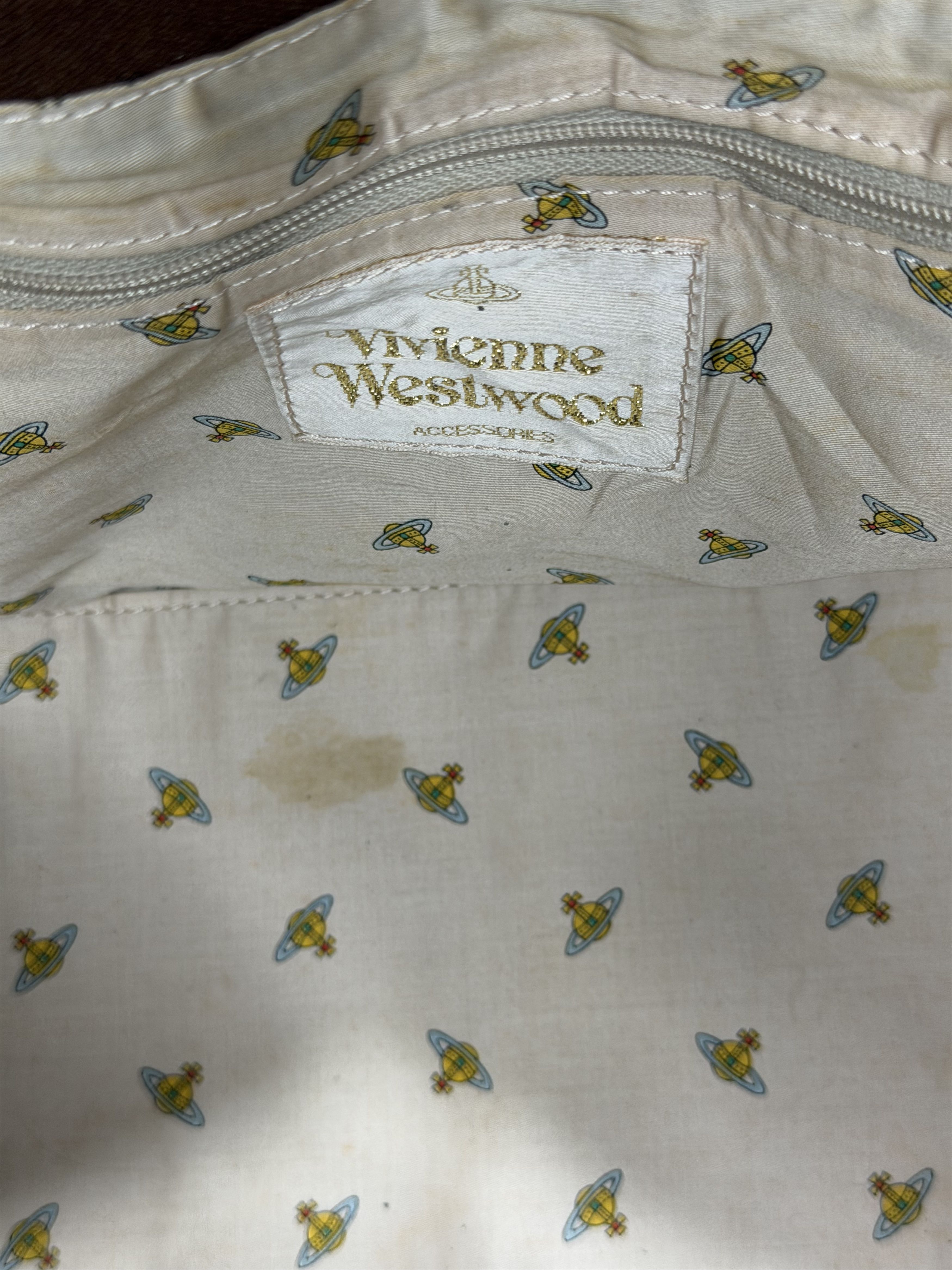 Vivienne Westwood Vivienne Westwood Orb Logo Leather & Canvas Bowler Bag Brown Size ONE SIZE - 6 Thumbnail