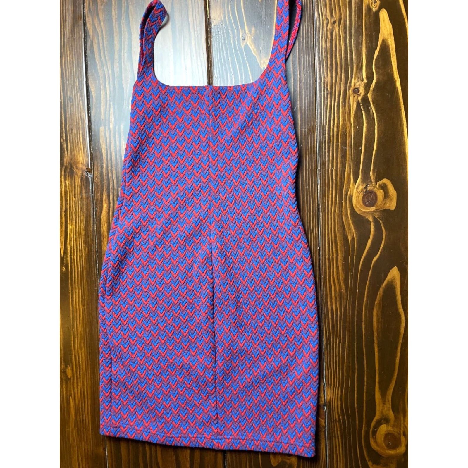 American Apparel Amerincan Apparel Dress Women's Large Red Blue Below Knee Bodycon Short Size 36" / US 14 / IT 50 - 2 Thumbnail