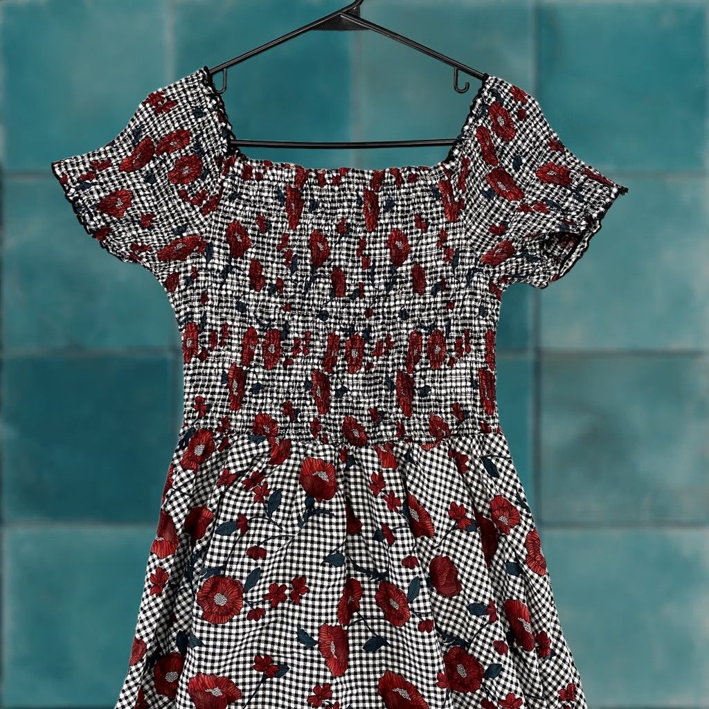 Vintage VINTAGE City Chic Dress Womens XS/14 Off Shoulder Gingham Floral Pockets Fit Flare Size XL / US 12-14 / IT 48-50 - 1 Thumbnail