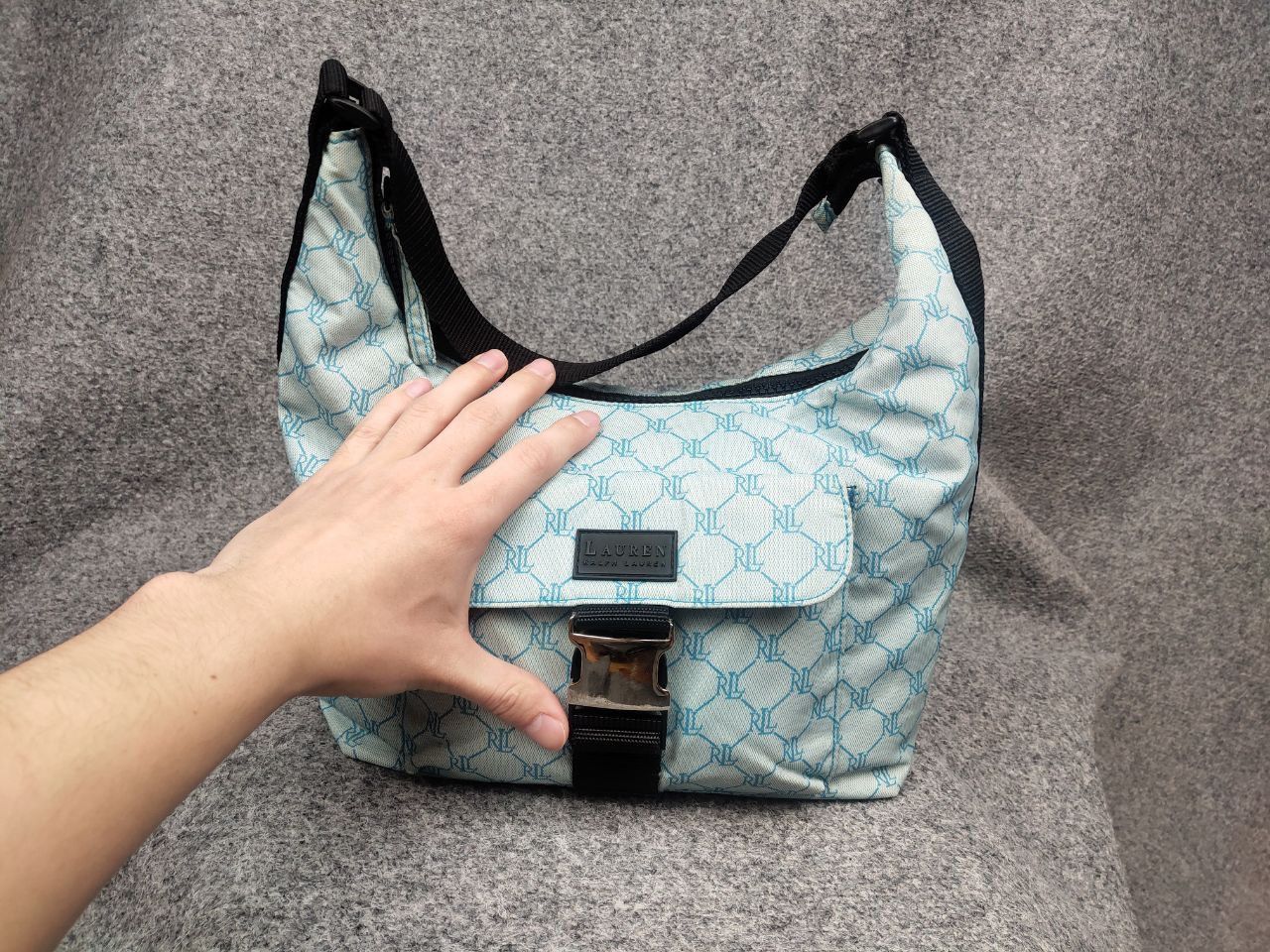 Polo Ralph Lauren Vintage Lauren Ralph Lauren Hobo Handbag blue Monogram Y2K Size ONE SIZE - 18 Thumbnail