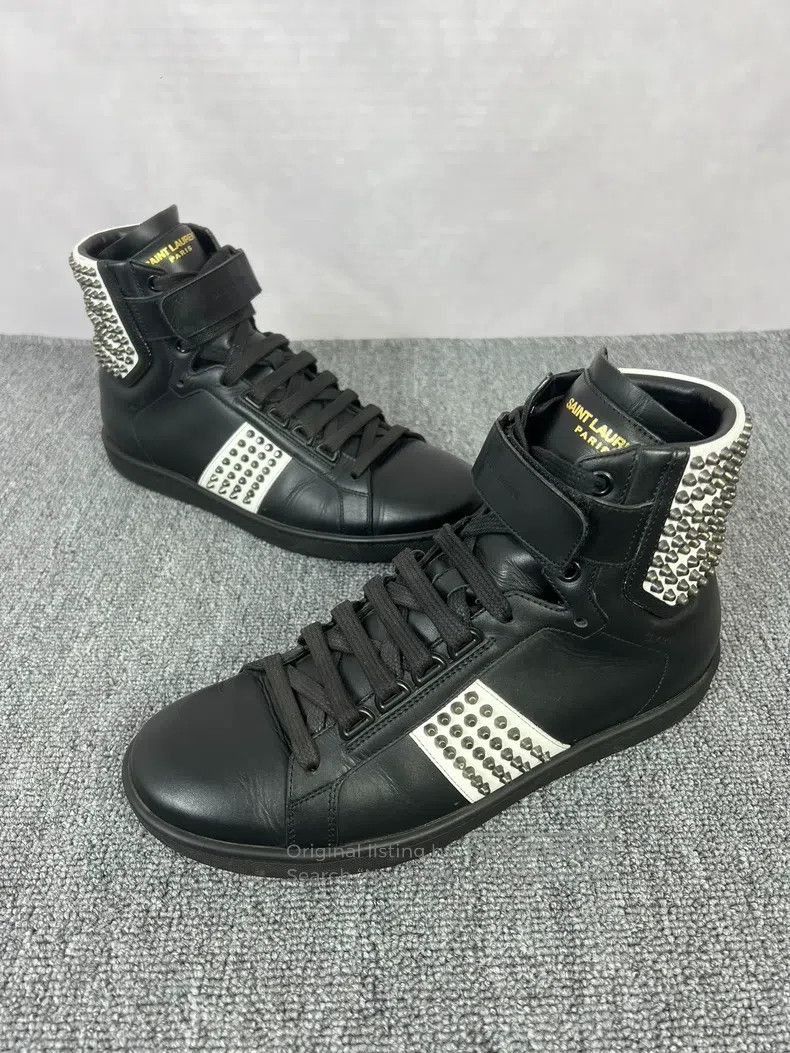 Saint Laurent Paris Saint Laurent Paris Black and White Colorblock Studded Hig Size US 6.5 / EU 39-40 - 3 Thumbnail