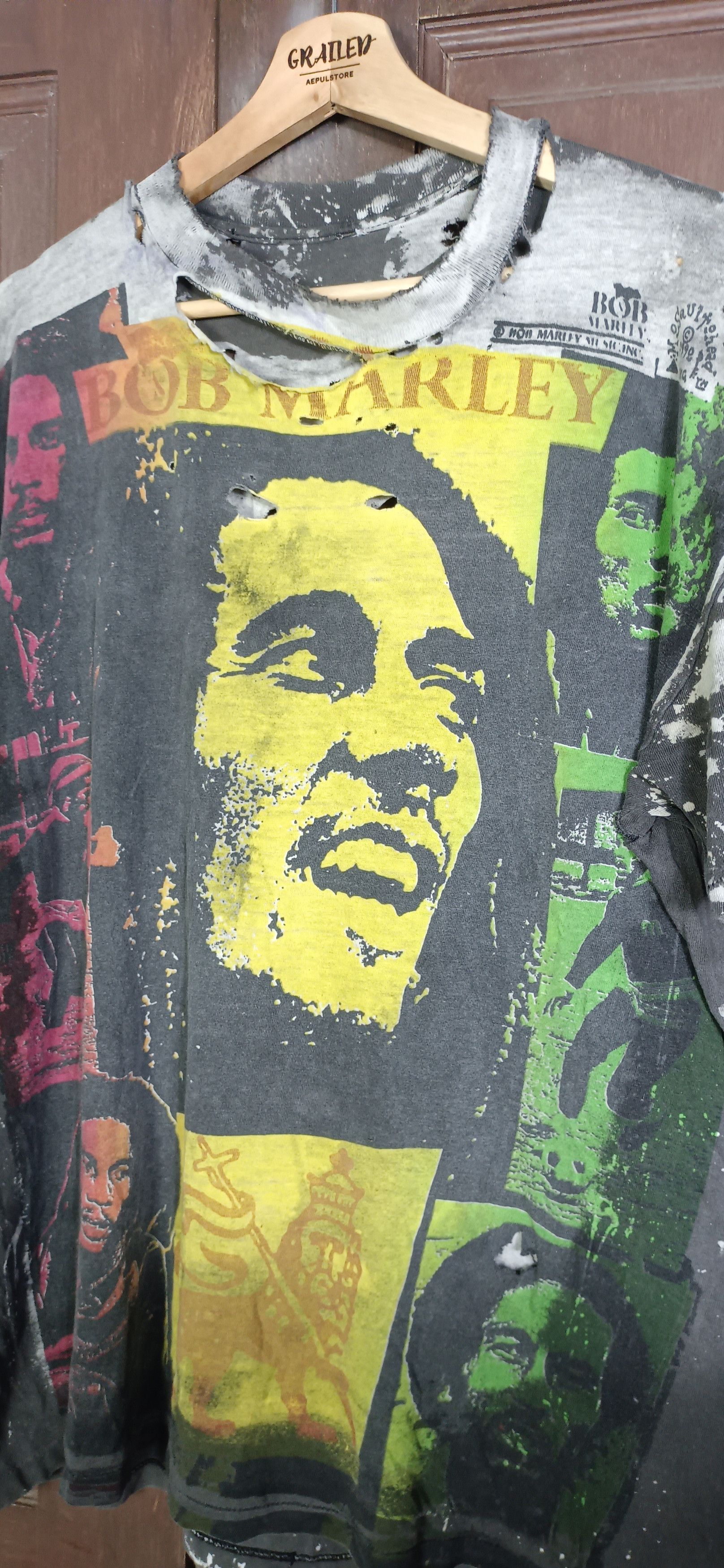 Bob Marley True Vintage🔥Bob Marley Mosquitohead 90s AOP Size US L / EU 52-54 / 3 - 3 Thumbnail