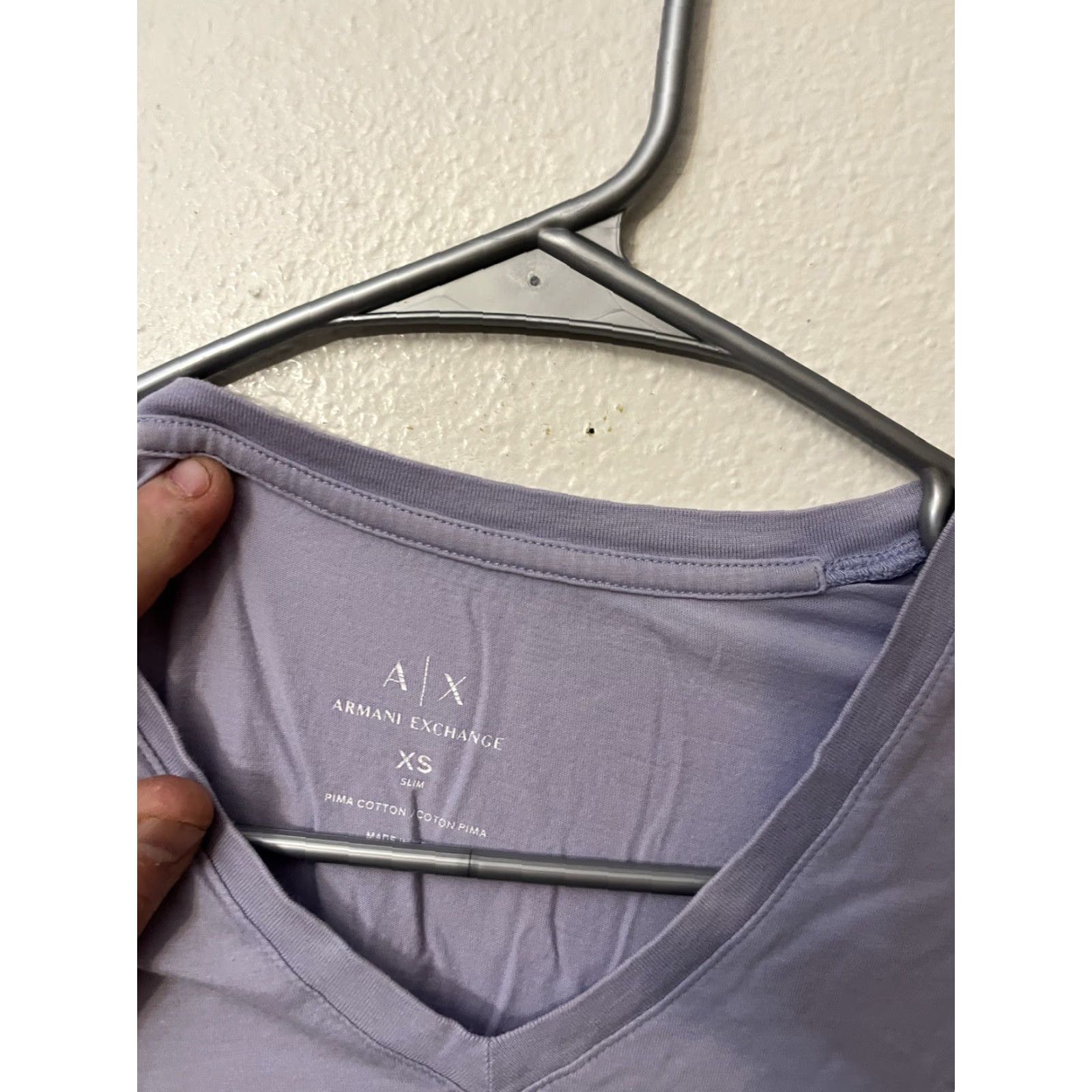 Armani Exchange Armani Exchange A|X Cotton T-shirt Short Sleeve Women Purple Size XS Slim Solid Size XS / US 0-2 / IT 36-38 - 3 Thumbnail