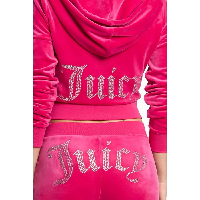 JUICY COUTURE OG Big Bling Womens Velour Track Pants - PINK
