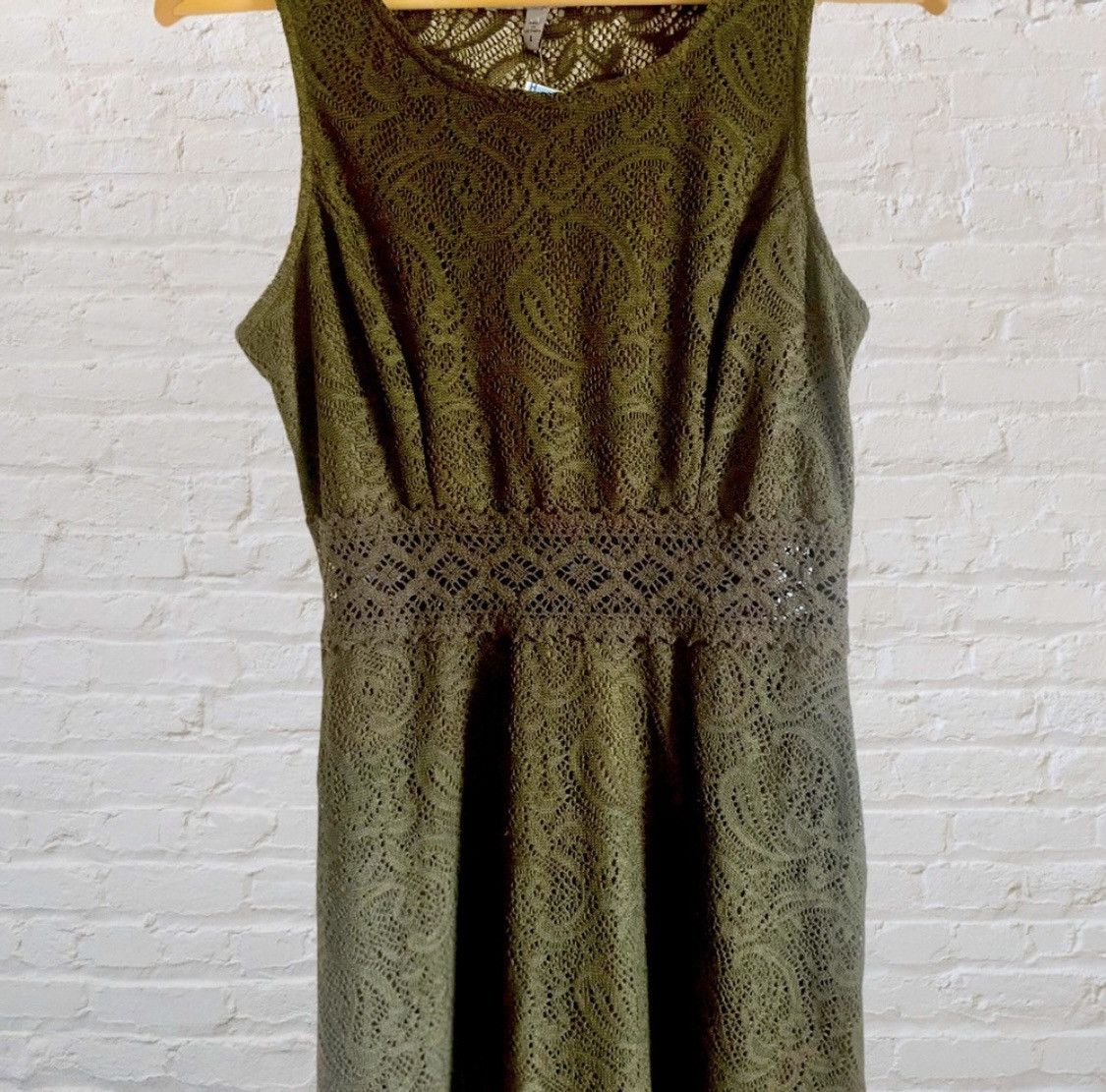 Other OLIVE CROCHET SLEEVELESS EMBROIDERED LACE MINI MAXI DRESS Size L / US 10 / IT 46 - 5 Thumbnail