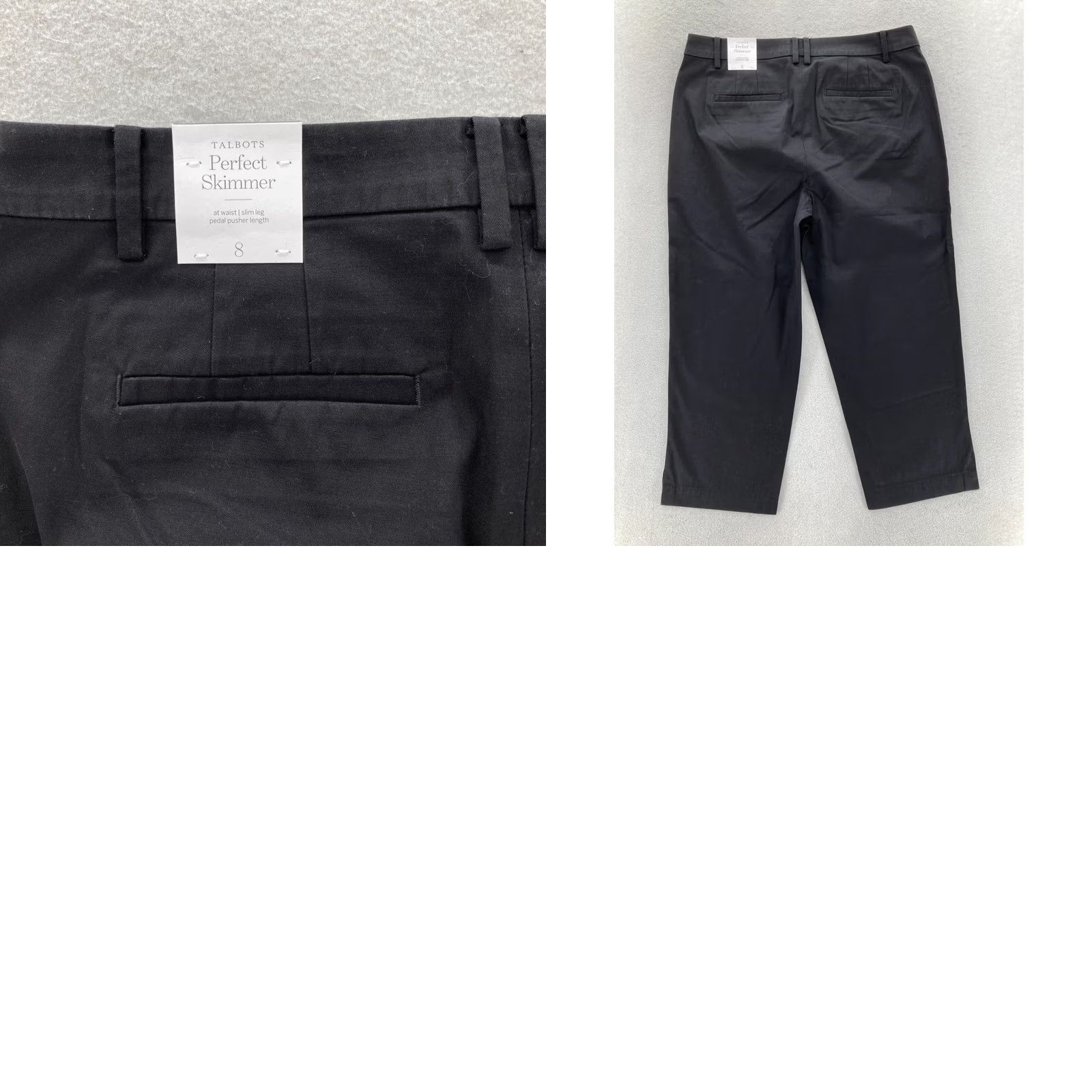 Talbots Talbots Skimmer Pants Women's 8 Black Stretch Fabric Slim Leg Cropped Regular Inseam 22 Size 30" / US 8 / IT 44 - 9 Thumbnail