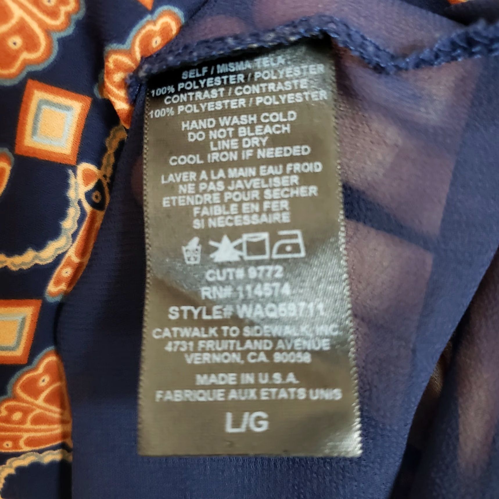 Vintage Pleione Womens Top Blouse 3/4 Sleeve L Orange Blue Adult Womens Size L / US 10 / IT 46 - 5 Thumbnail