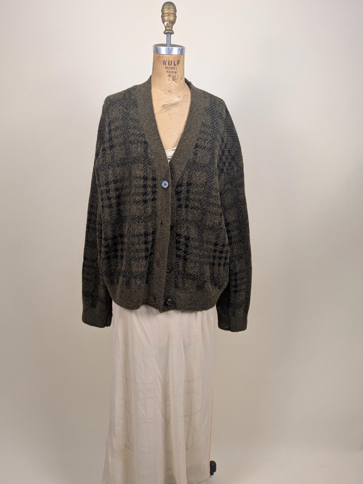 Rails Rails Reese olive plaid wool alpaca knit cardigan Size L / US 10 / IT 46 - 2 Thumbnail