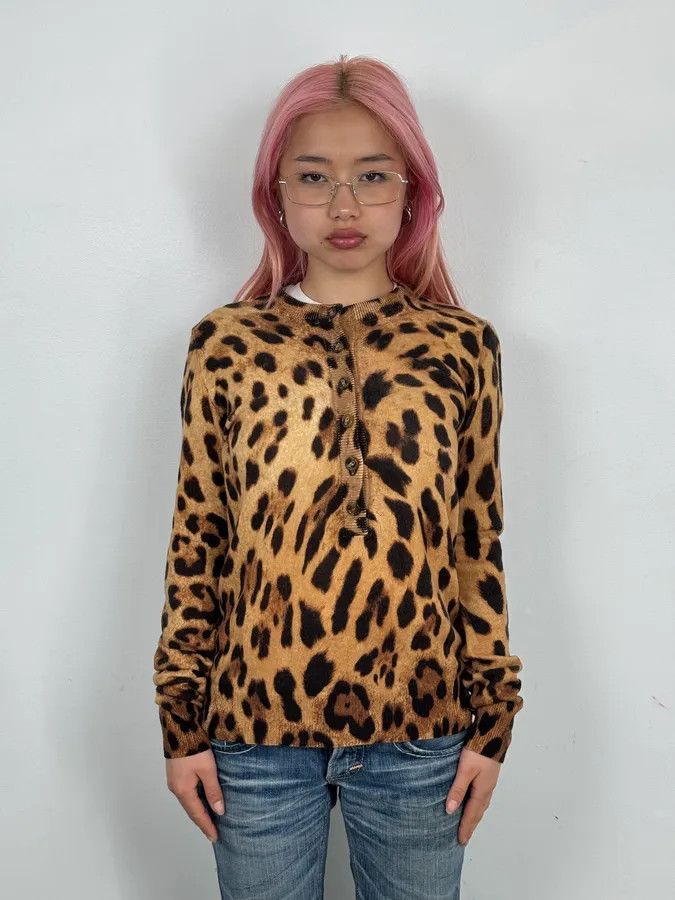 Dolce & Gabbana SS2005 Dolce & Gabbana Camel Leopard Cashmere Cardigan Size S / US 4 / IT 40 - 2 Thumbnail