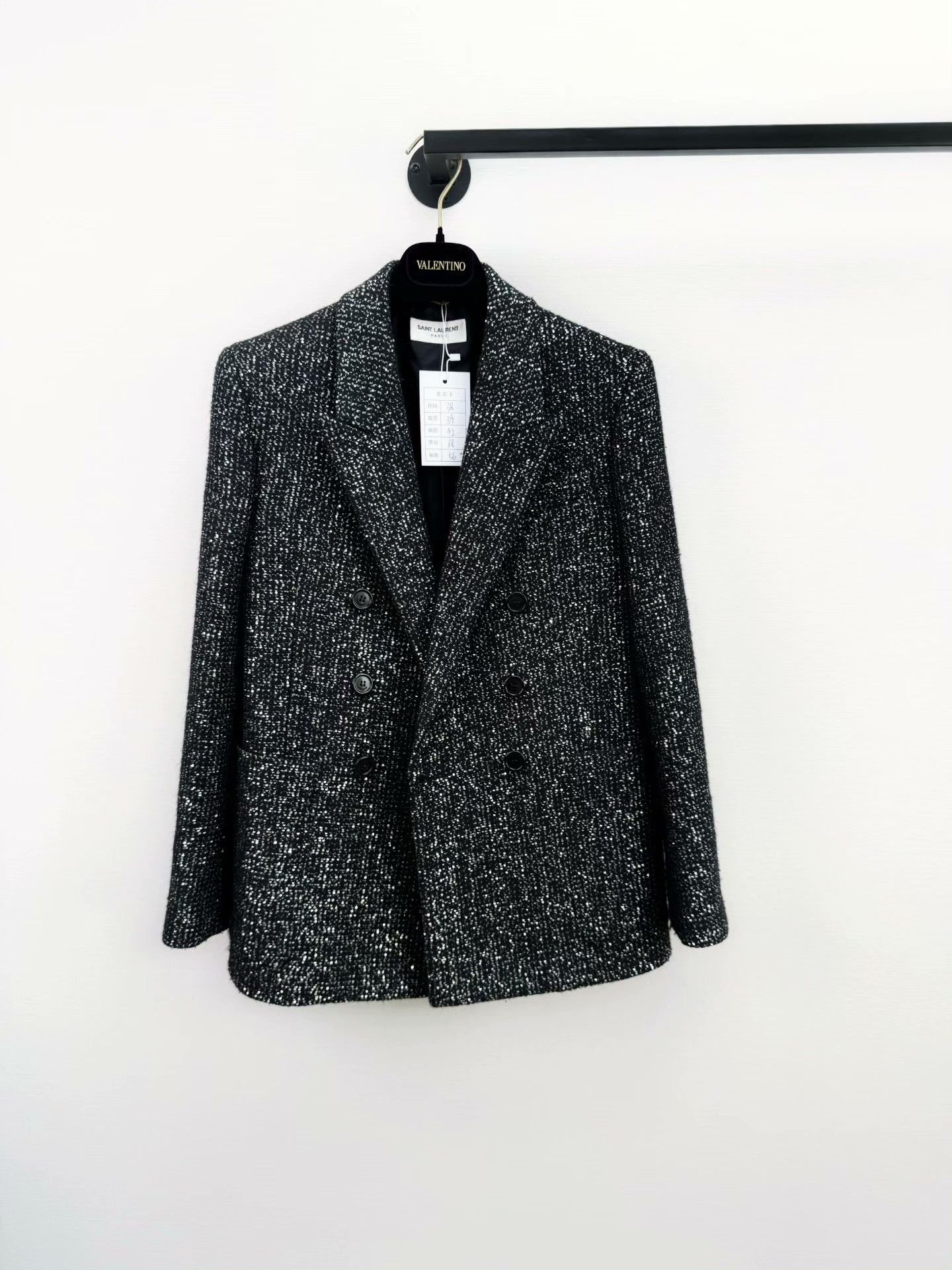Saint Laurent Paris Saint Laurent Sequin Double-Breasted Blazer Size S / US 4 / IT 40 - 1 Thumbnail