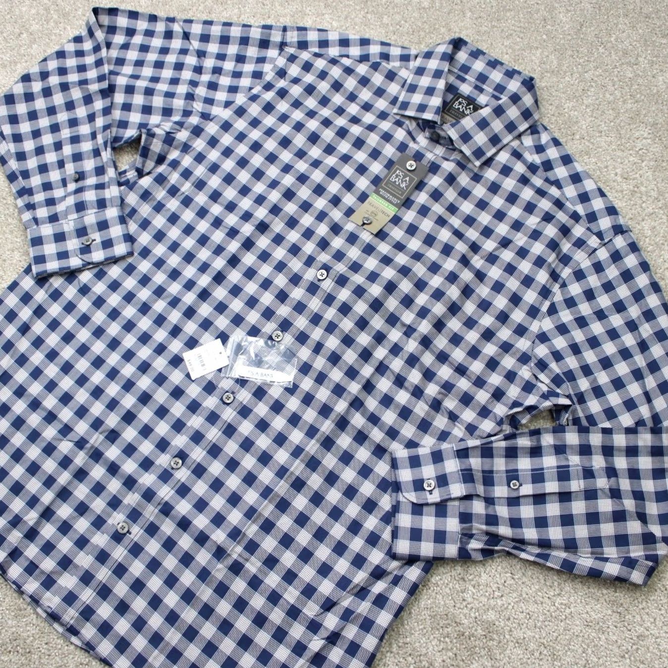 Jos. A. Bank Jos. A. Bank Shirt Mens Large Blue TravelTech Tailored Fit Button-Up Long Sleeve Cotton Plaid NWT Size US L / EU 52-54 / 3 - 4 Thumbnail