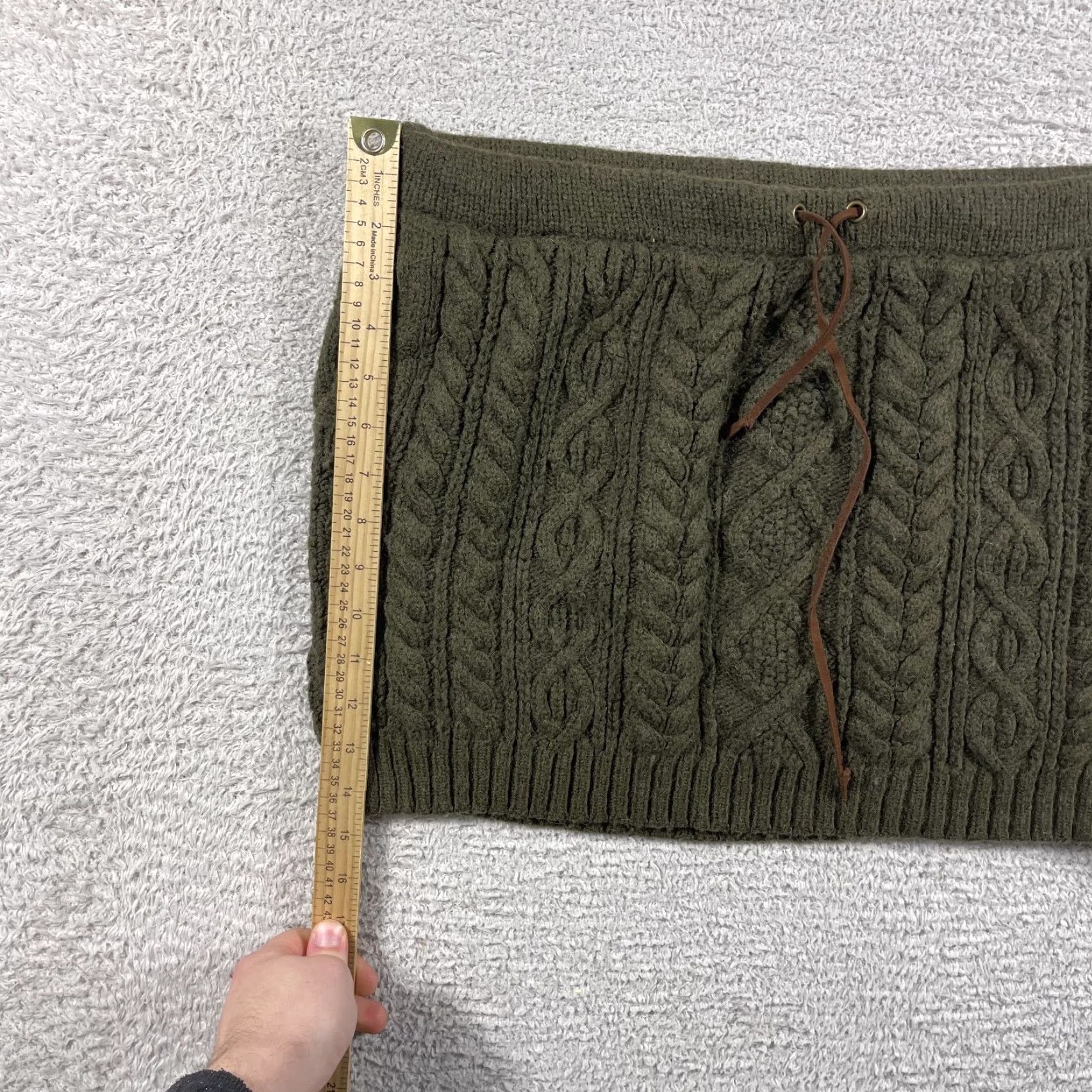Ralph Lauren Polo Ralph Lauren Skirt Women's Large Green Wool Alpaca Blend Cable Knit Cottage Short Elastic Waist Size 36" / US 14 / IT 50 - 6 Thumbnail