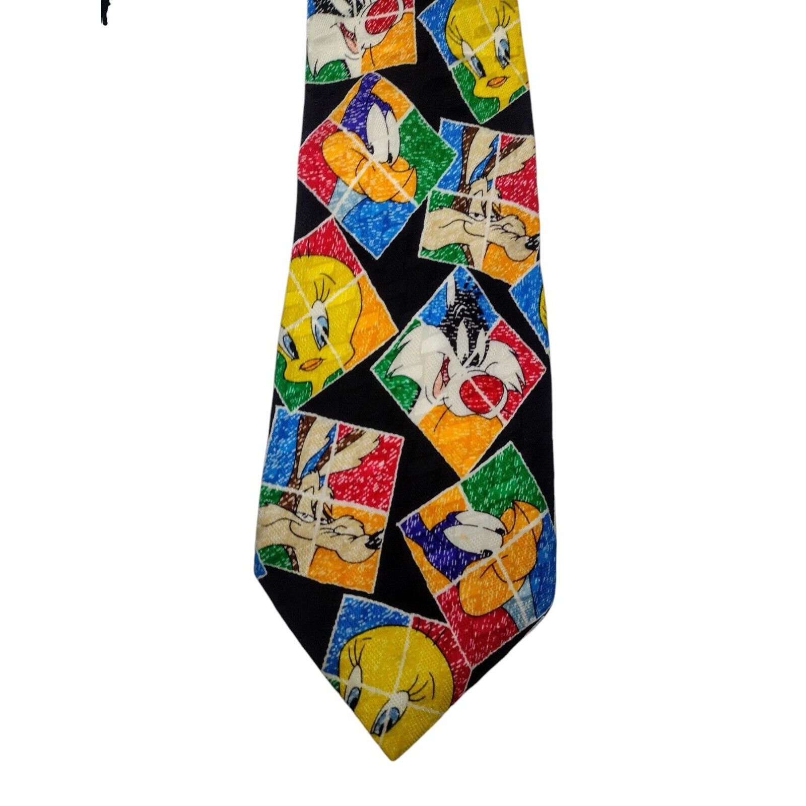 Warner Bros Vtg 1996 All Silk Looney Tunes Necktie Six Flags Retro Carto Size ONE SIZE - 2 Thumbnail