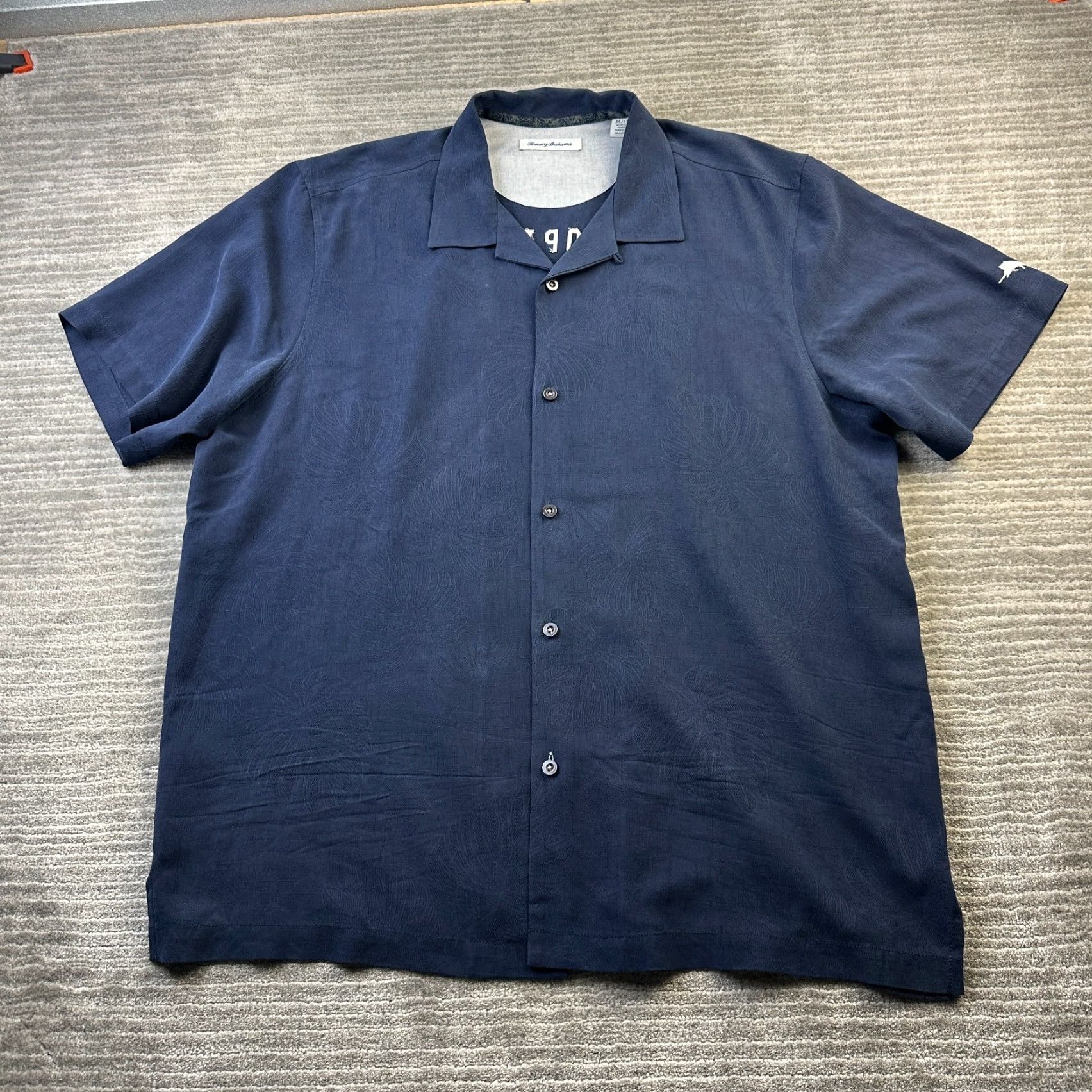 Tommy Bahama Tommy Bahama Shirt Mens XL Blue Silk Panel Back Tropical Touchdown/Island Zone Button-Up Short Sleeve Geometric Pattern Casual Travel Size US XL / EU 56 / 4 - 2 Thumbnail