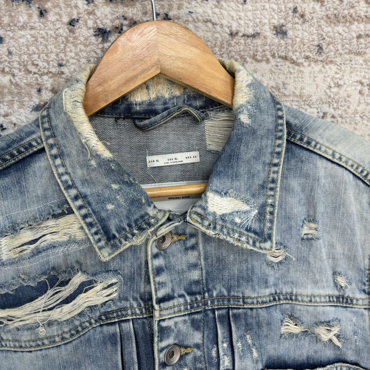 Japanese Brand × Zara Zara Distressed Denim Jean Jacket Type 1 rare design Size US XL / EU 56 / 4 - 2 Thumbnail