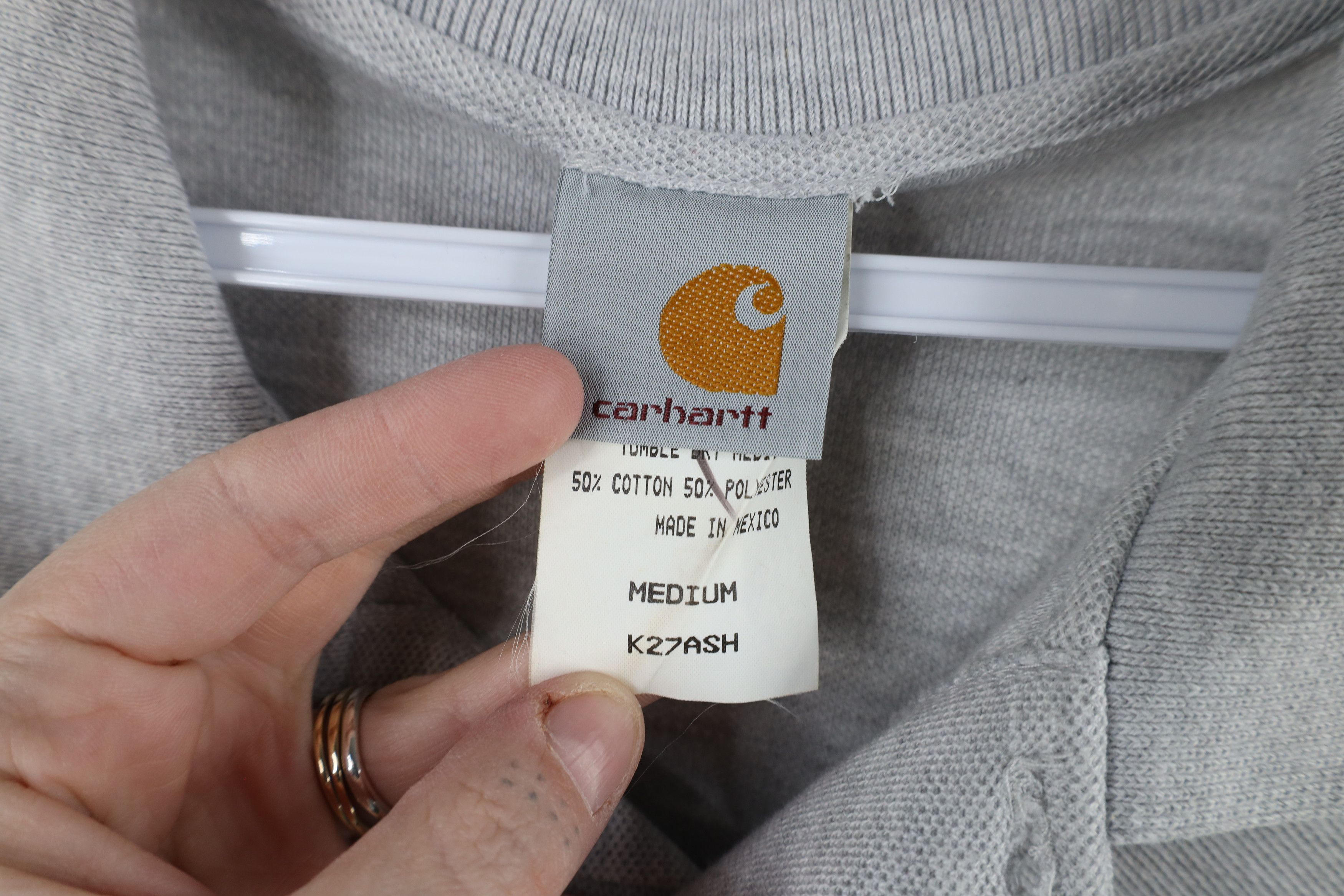 Carhartt × Vintage Vintage 90s Carhartt Short Sleeve Collared Polo Shirt Gray Size US M / EU 48-50 / 2 - 7 Thumbnail