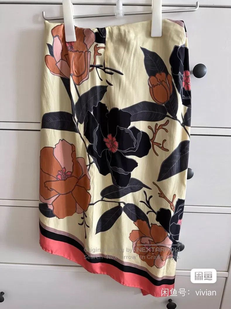 Dries Van Noten Dries Van Noten Silk Scarf Midi Skirt Size 37" - 1 Thumbnail