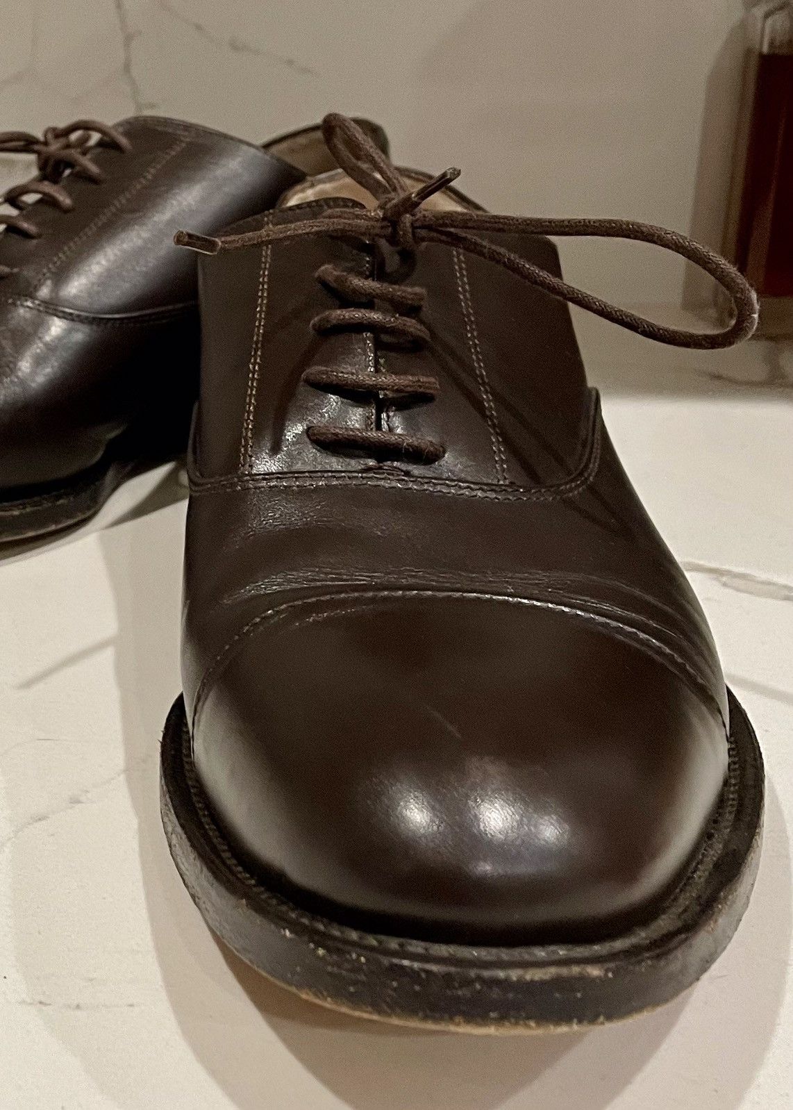 Helmut Lang × Vintage Gently used Real HELMUT LANG brown Leather Derby withToe Cap Size US 7 / EU 40 - 5 Thumbnail