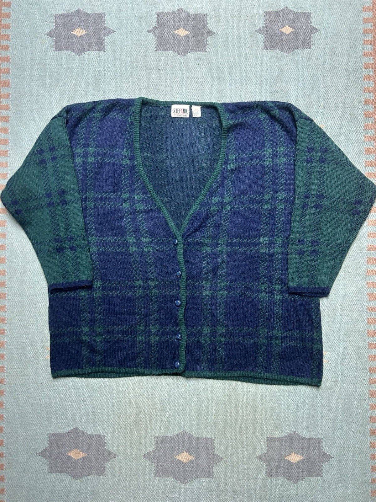 Vintage Stefano international cardigan sweater plaid women’s 26/28 Size XXL / US 16-18 / IT 52-54 - 1 Thumbnail