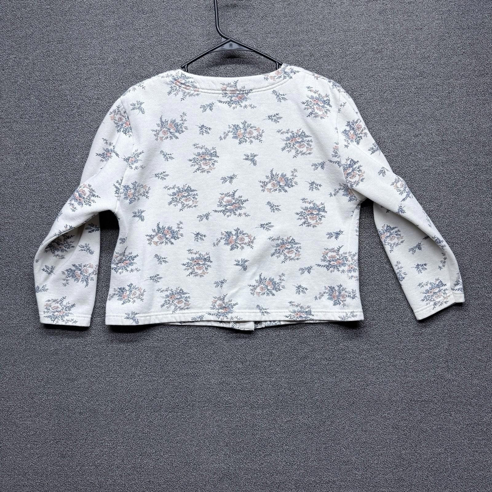 Vintage Vintage Energie Ivory Floral Button Up Crop Cardigan 90s 80s Size M / US 6-8 / IT 42-44 - 2 Thumbnail