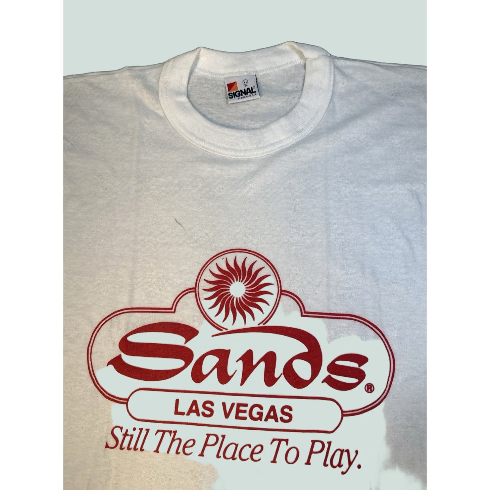 Vintage VINTAGE Signal Las Vegas T Shirt XL White USA 90s Single Stitch Newless Size US XL / EU 56 / 4 - 1 Thumbnail