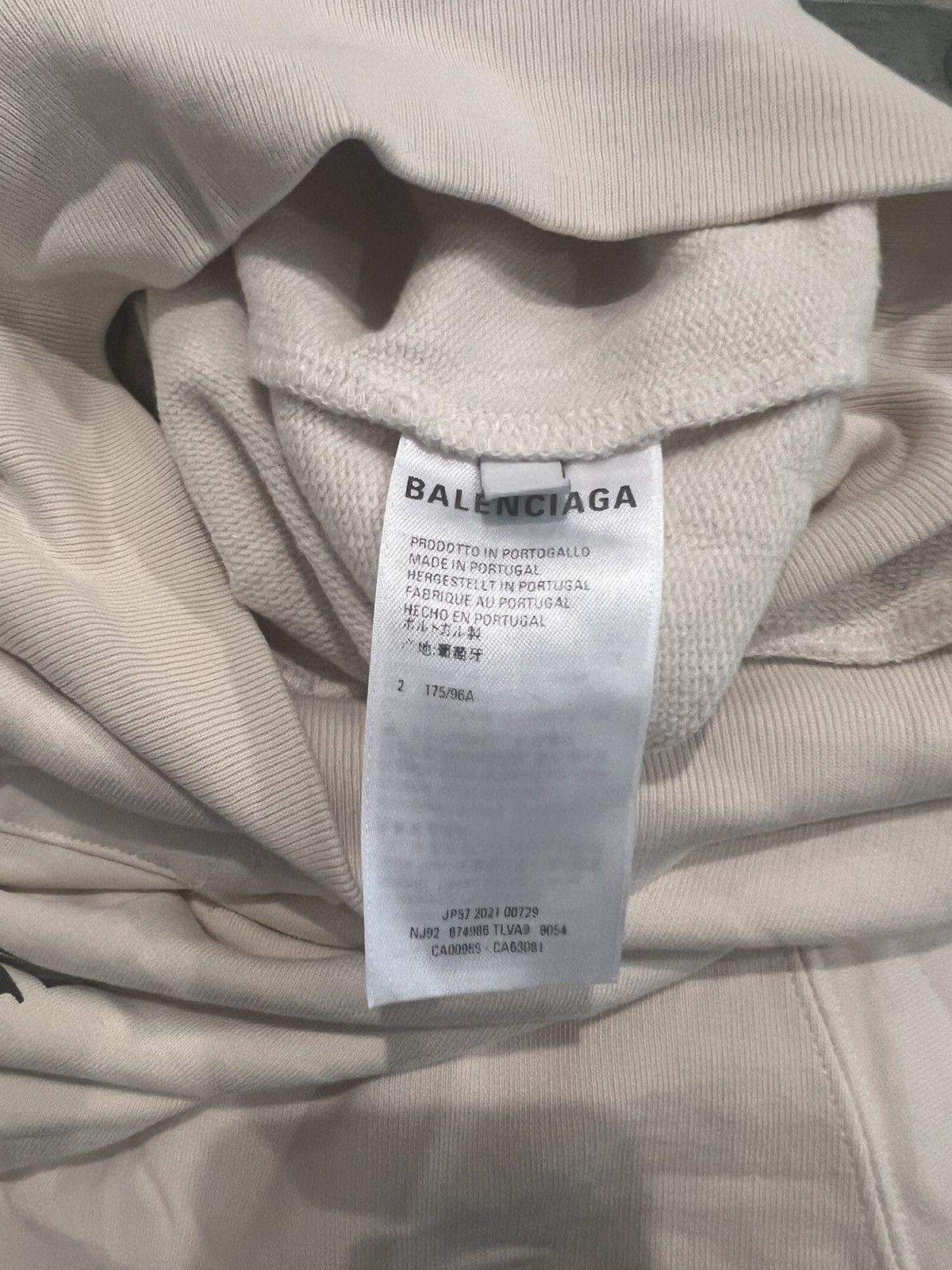 Balenciaga Balenciaga Retail Therapy Beige White Chest Logo Hoodie Size US M / EU 48-50 / 2 - 4 Thumbnail