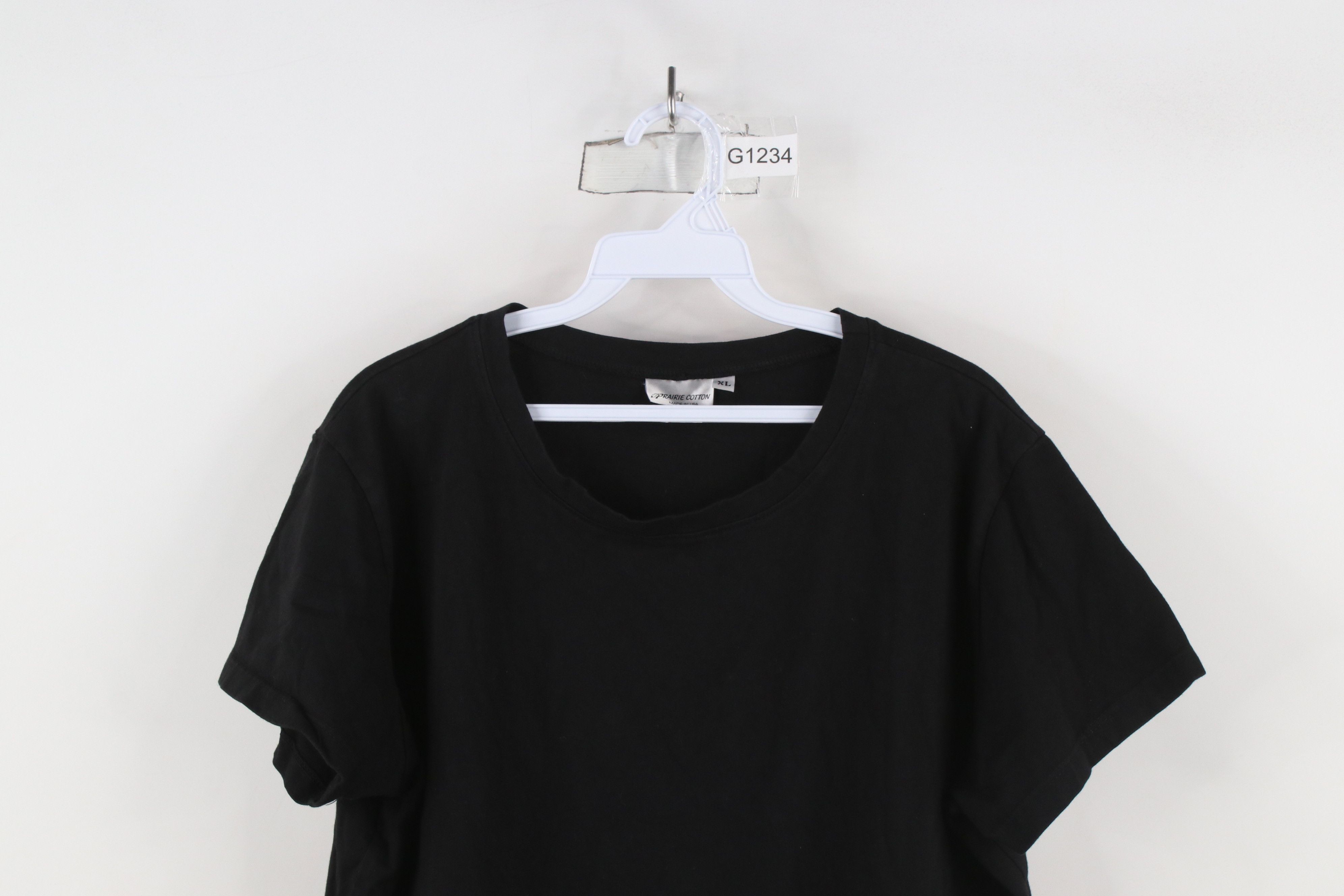 Vintage Vintage 90s Streetwear Blank Cotton Knit T-Shirt Black USA Size XL / US 12-14 / IT 48-50 - 2 Thumbnail