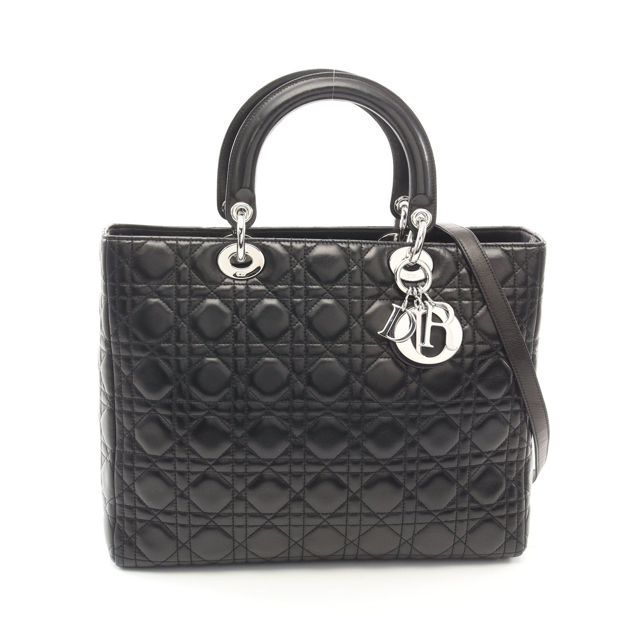 Dior Dior Lady Dior Large Handbag Leather Black Size ONE SIZE - 1 Thumbnail